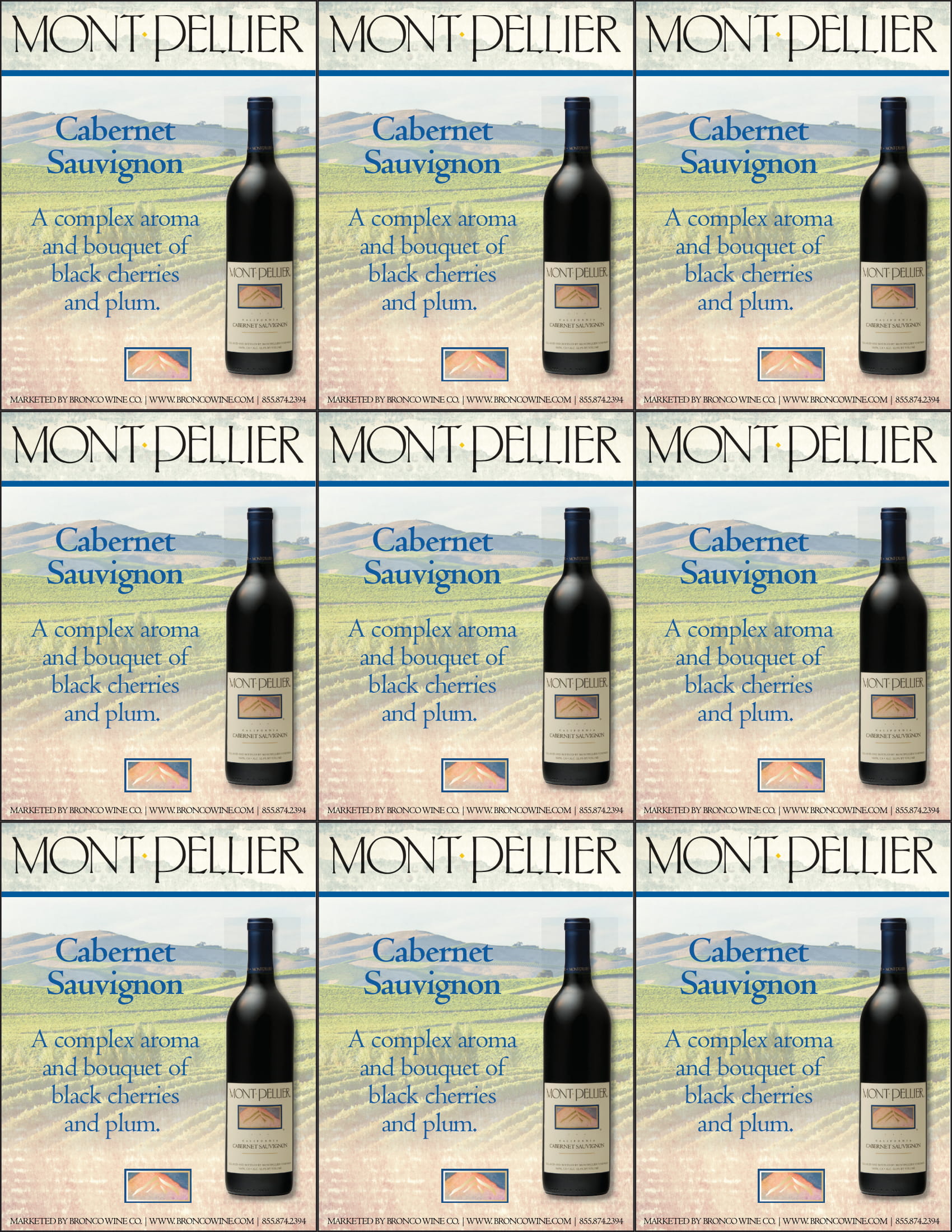 Montpellier Cabernet Sauvignon wine shelf talker sample