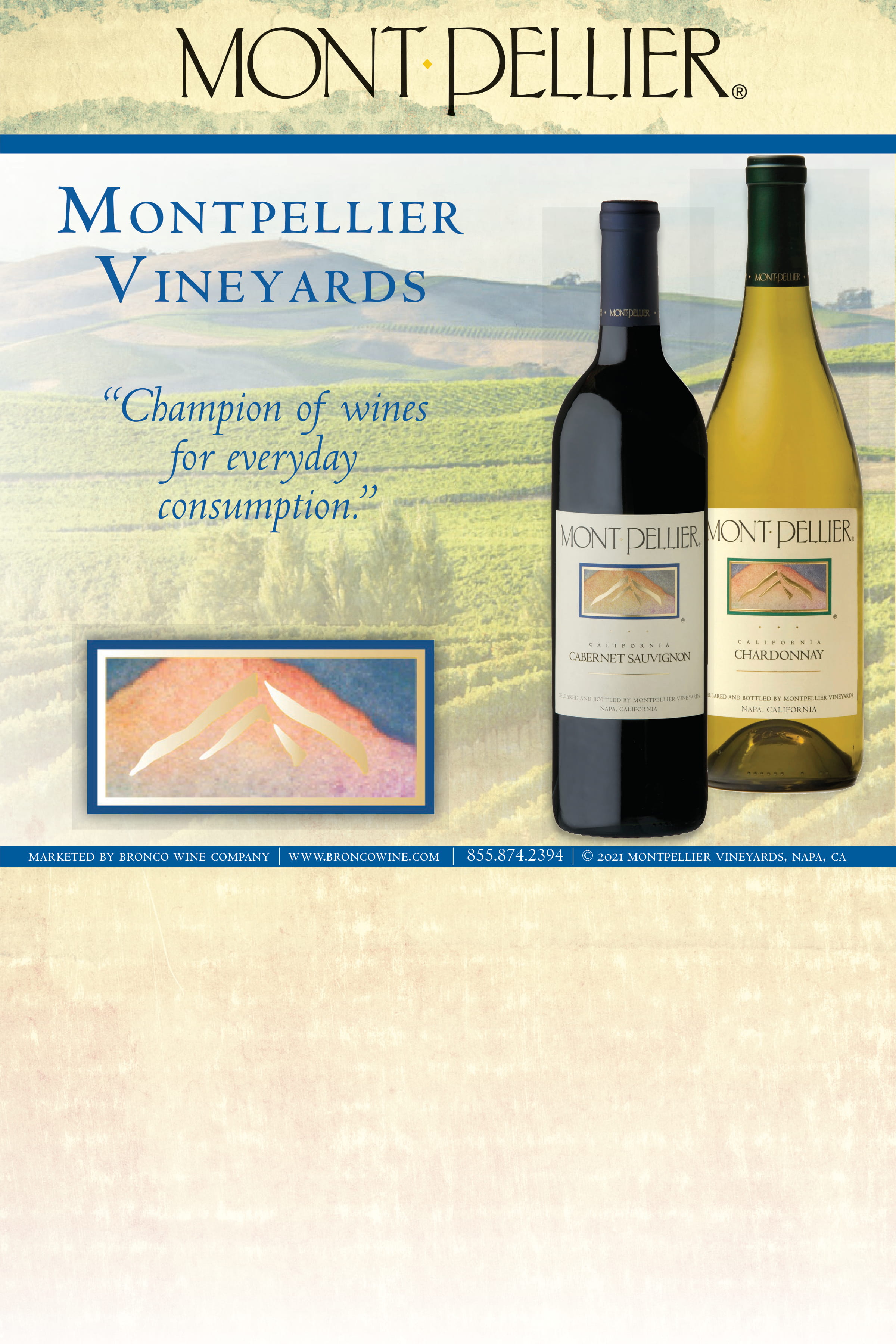 Montpellier wine brand case card sample showing wine portfolio