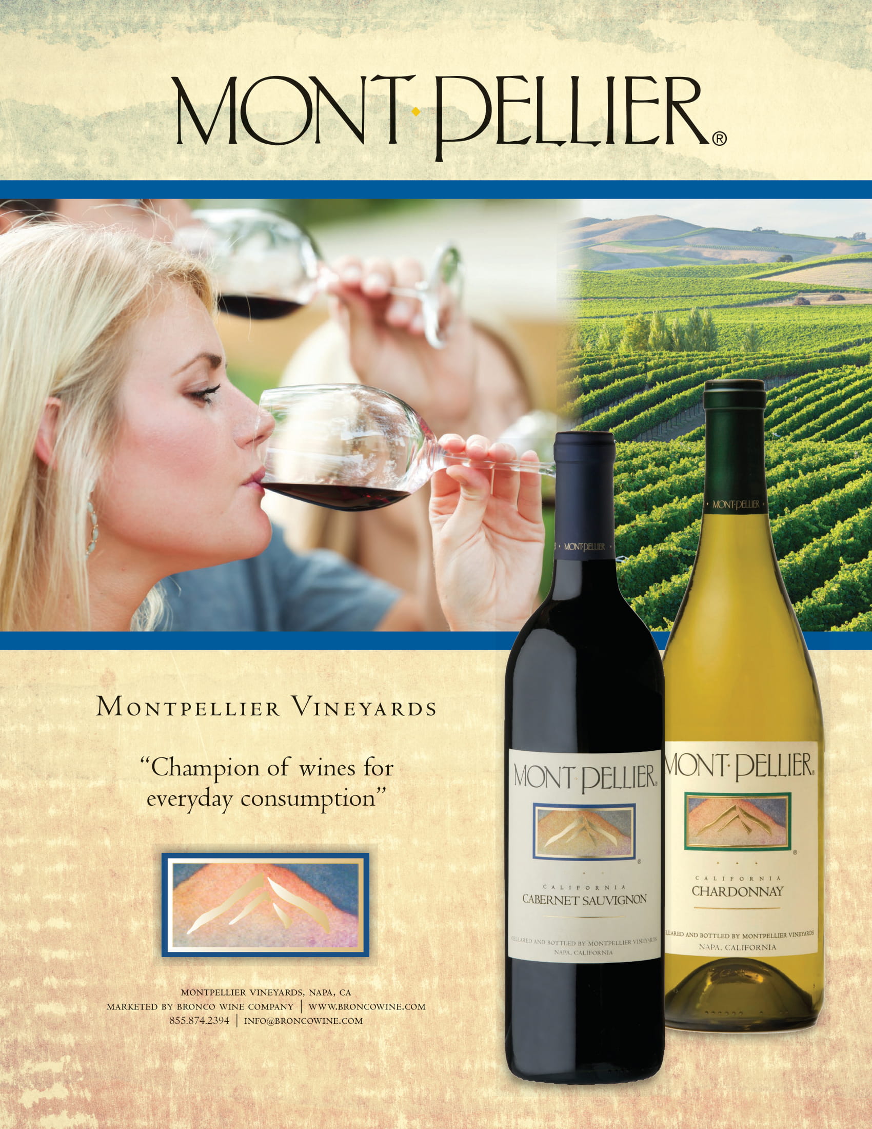 Montpellier Family wine tech sheets showing wine portfolio