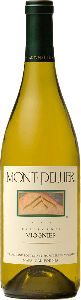 Montpellier Viognier 750ml wine bottle and wine label front view
