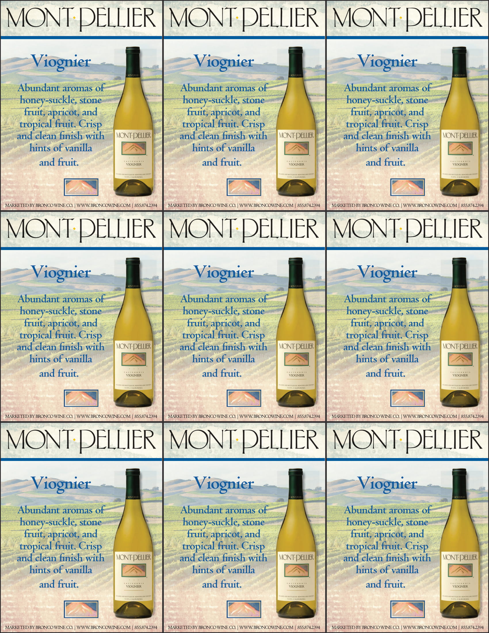 Montpellier Viognier shelf talker sample