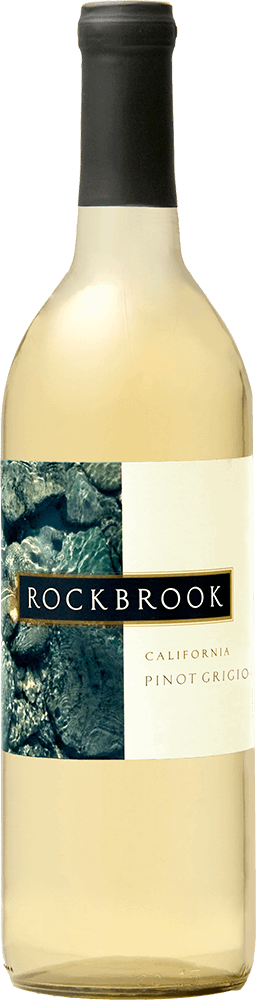 Rockbrook Cellars Pinot Grigio 750ml wine bottle, label and wine capsule