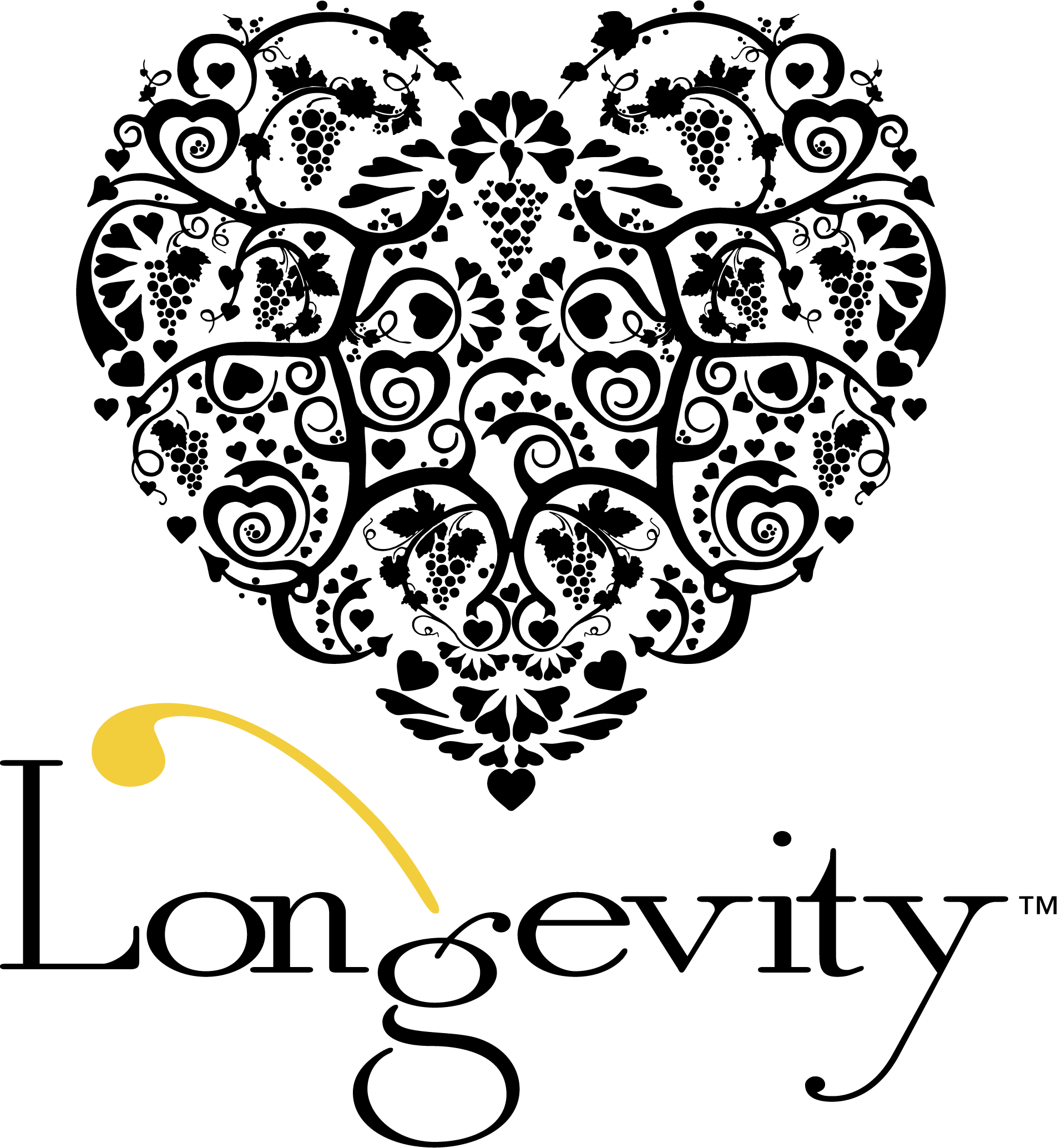 Longevity wine brand logo in black and gold
