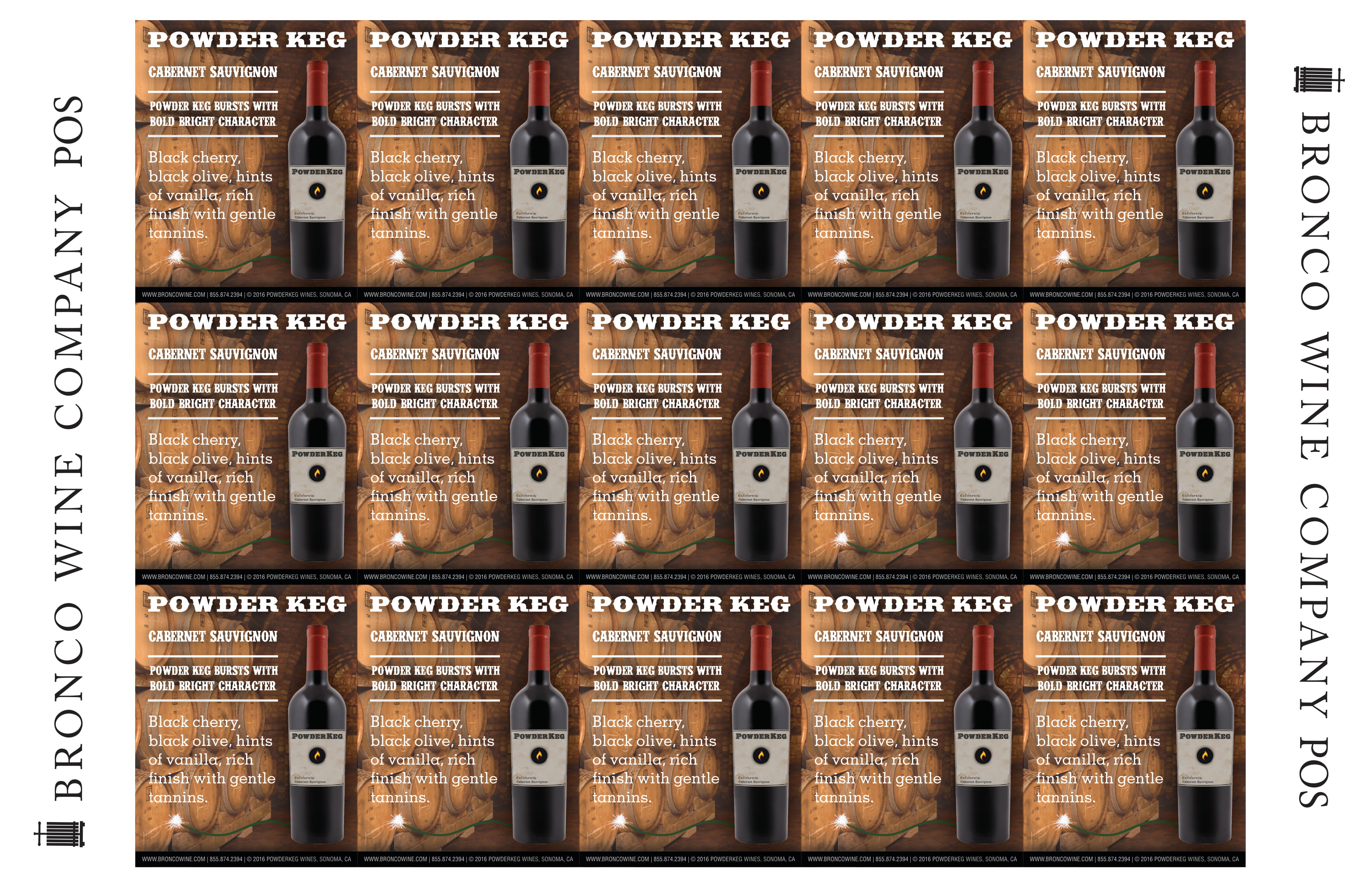 Powder Keg Cabernet Sauvignon wine shelf talker sample