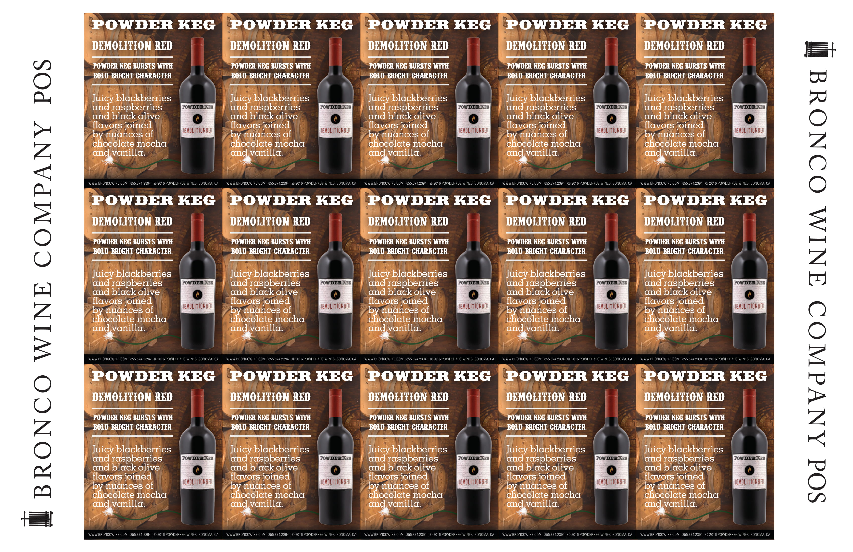 Powder Keg Demolition Red wine shelf talker sample