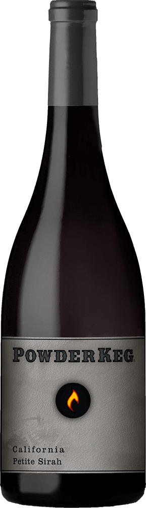 Powder Keg Petite Sirah 750ml wine bottle, label and capsule front view