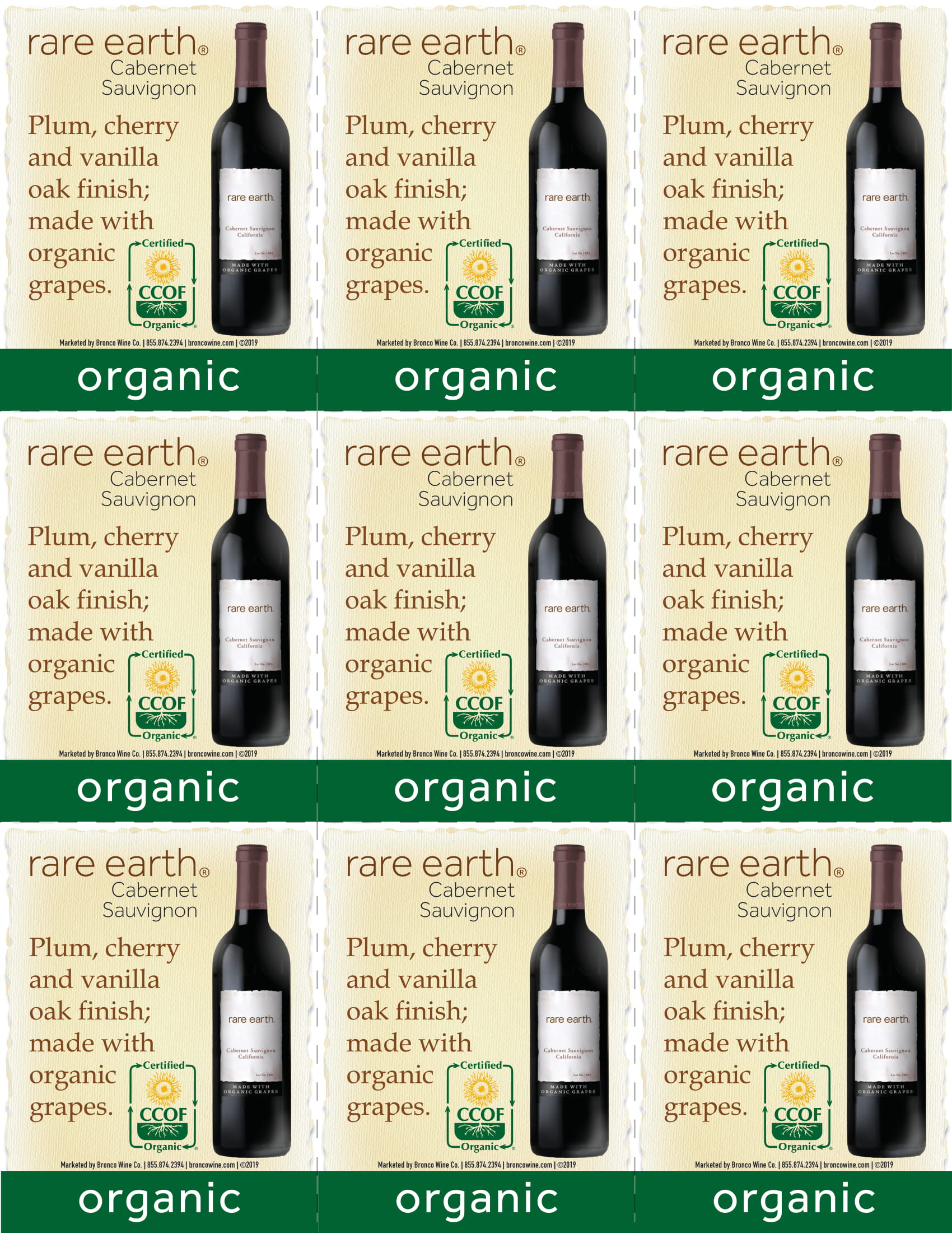 Rare Earth Cabernet Sauvignon wine shelf talker sample
