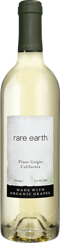 Rare Earth Pinot Grigio 750ml wine bottle front view with wine label