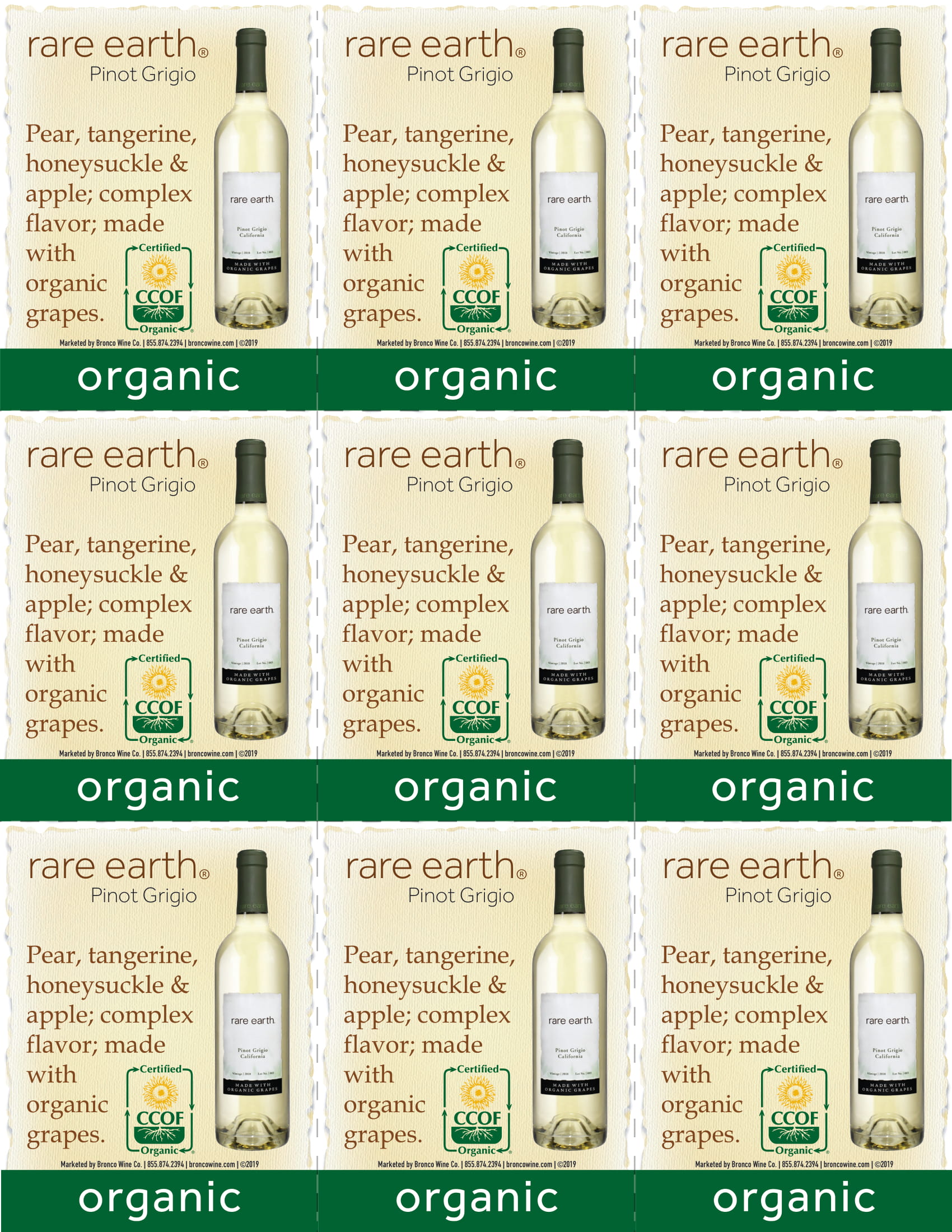 Rare Earth Pinot Grigio wine shelf talker sample