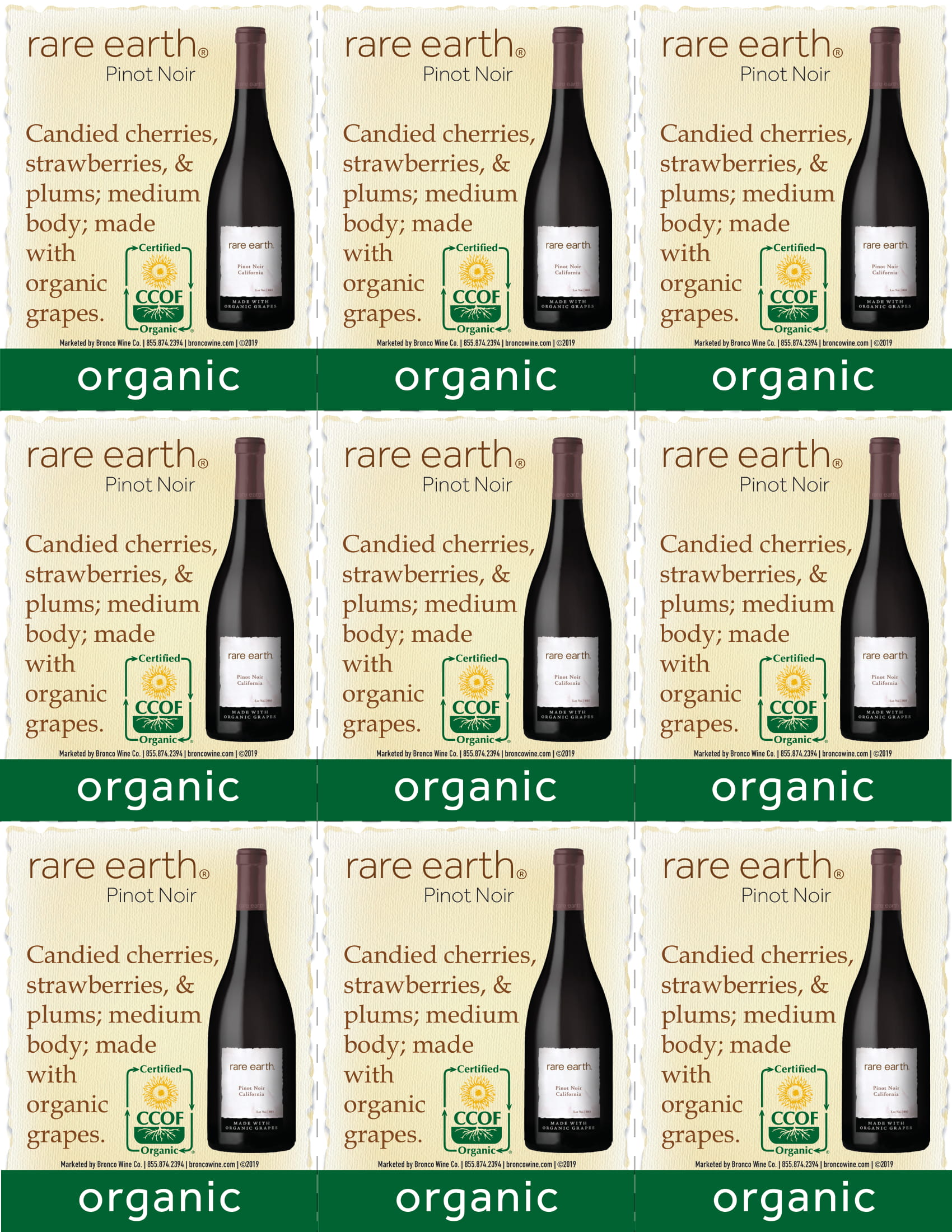 Rare Earth Pinot Noir wine shelf talker sample