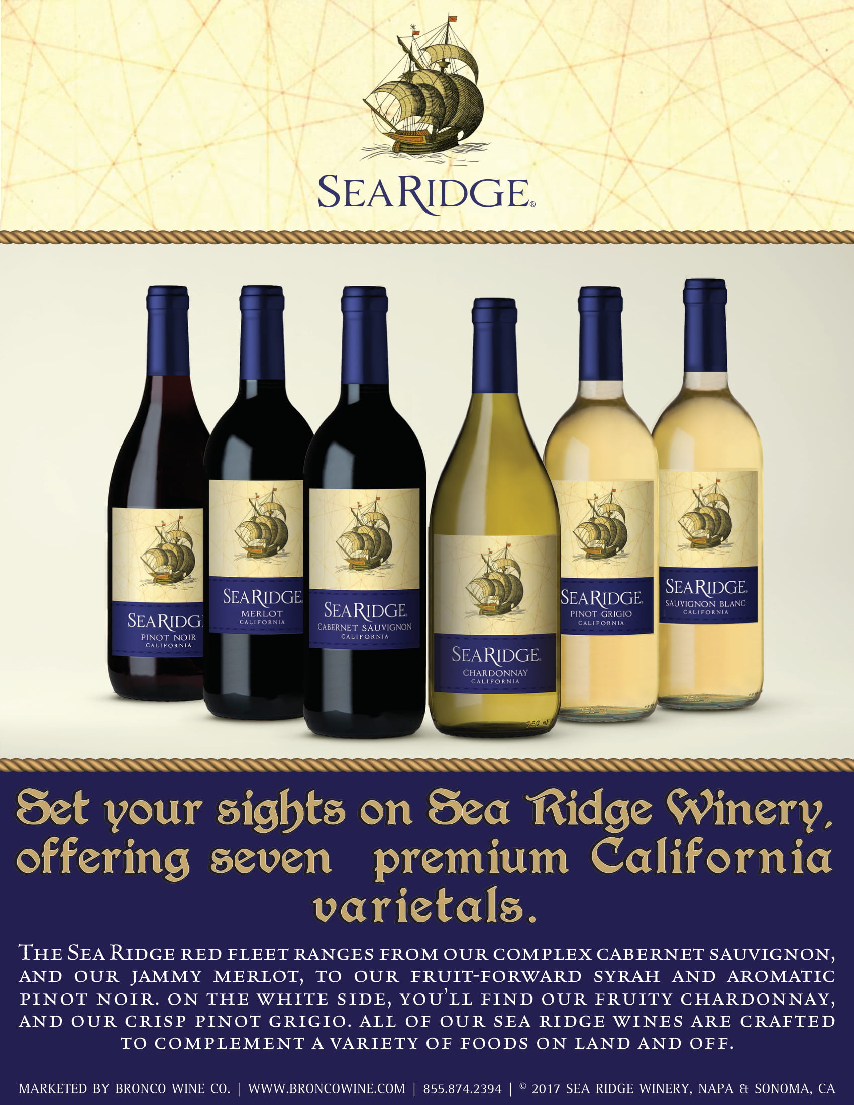 Sea Ridge Family wine tech sheet sample