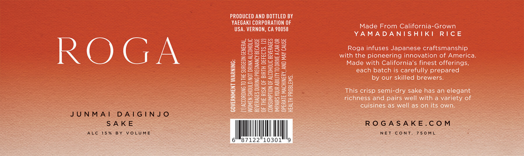Roga Junmai Daiginjo sake shelf talker sample