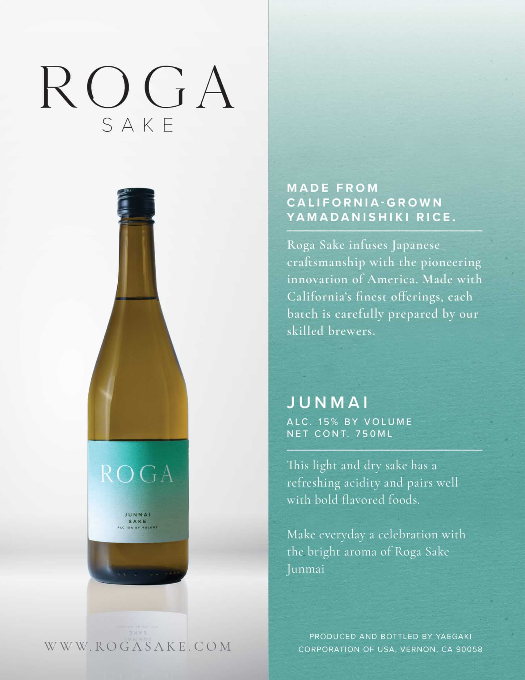 Roga Junmai sake tech sheet sample