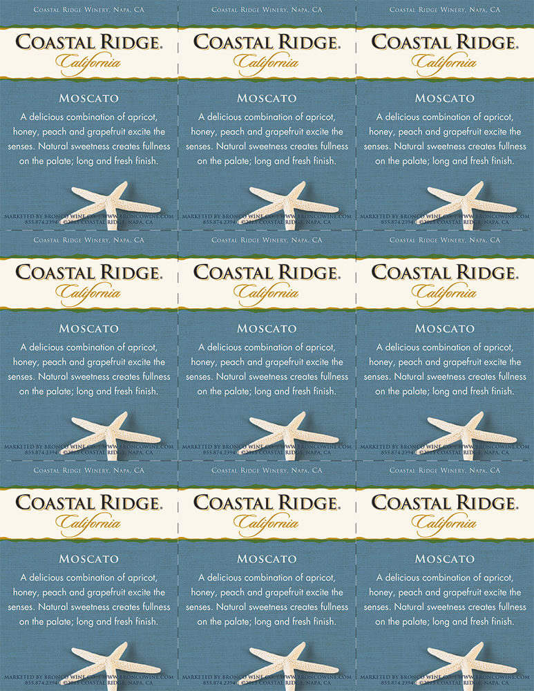 Coastal Ridge Moscato shelf talker sample