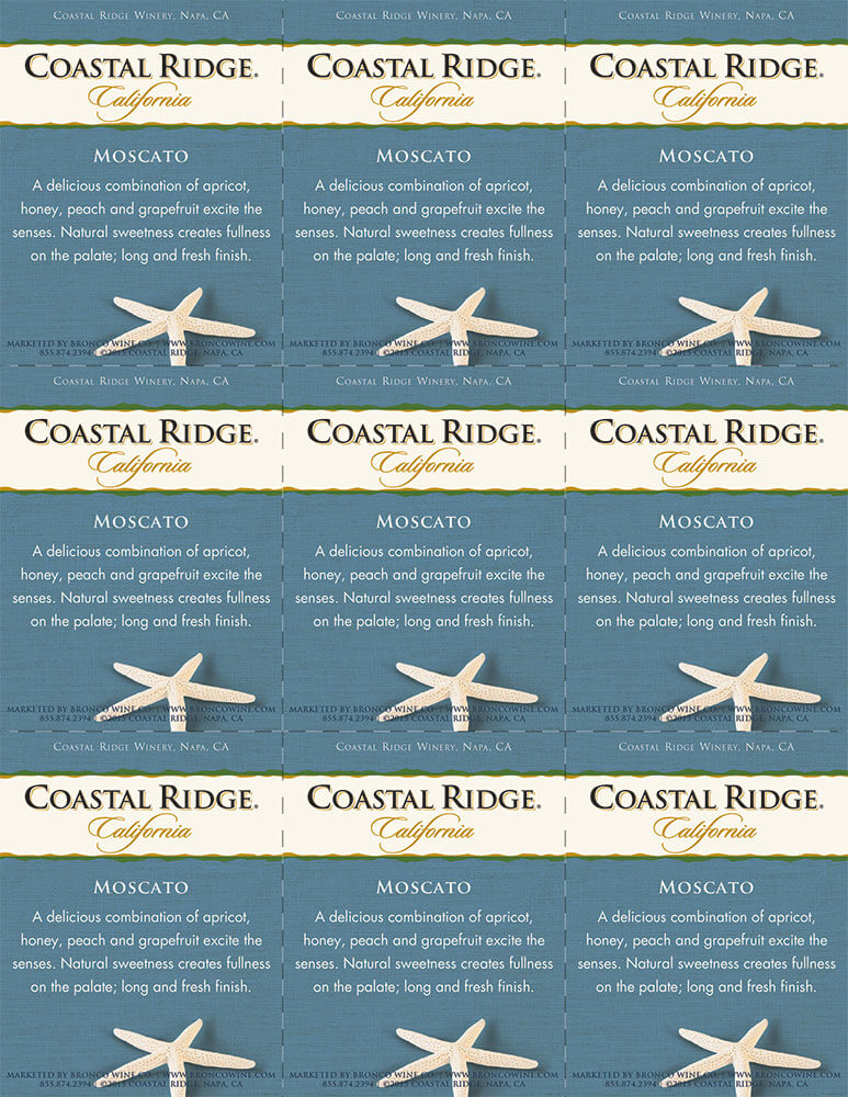 Coastal Ridge Moscato shelf talker sample