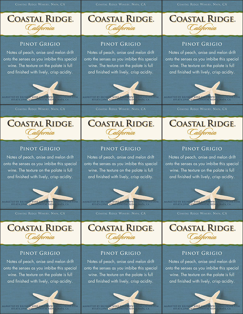 Coastal Ridge Pinot Grigio shelf talker sample