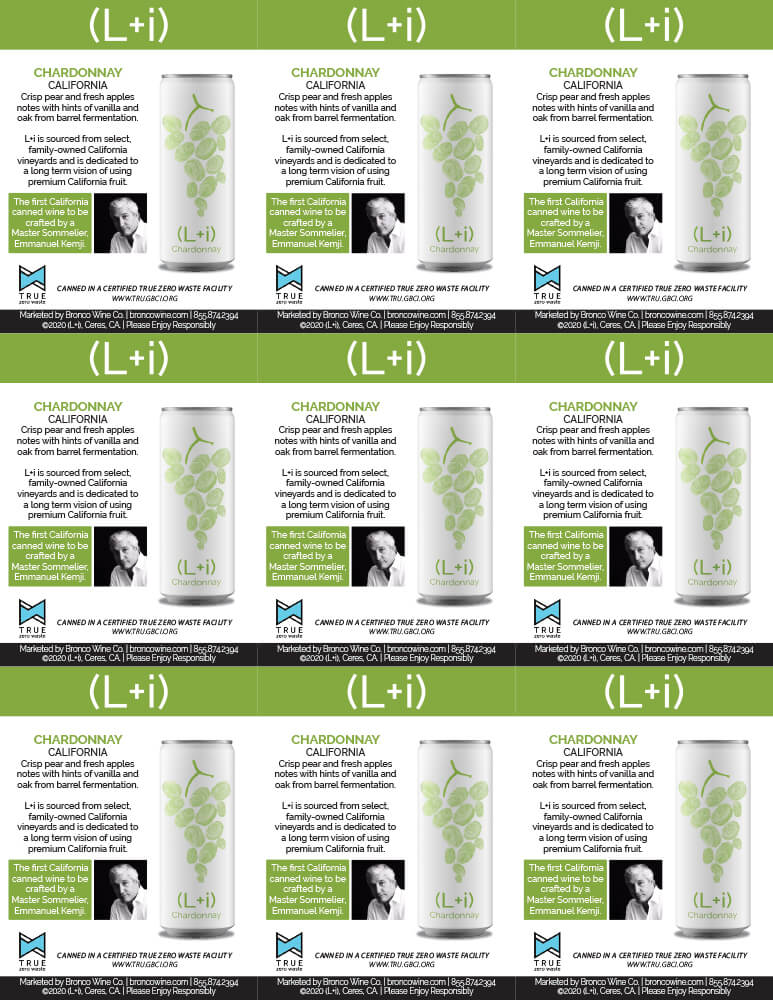L+i wine brand Chardonnay shelf talker sample