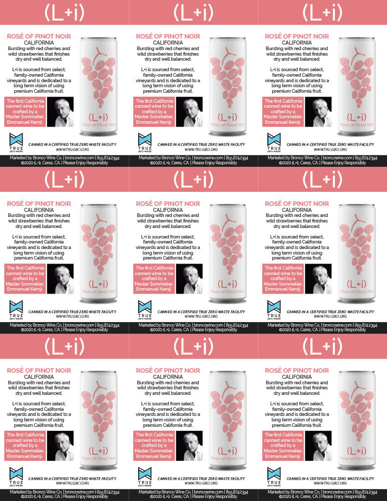 L+i wine brand Rosé of Pinot Noir shelf talker sample