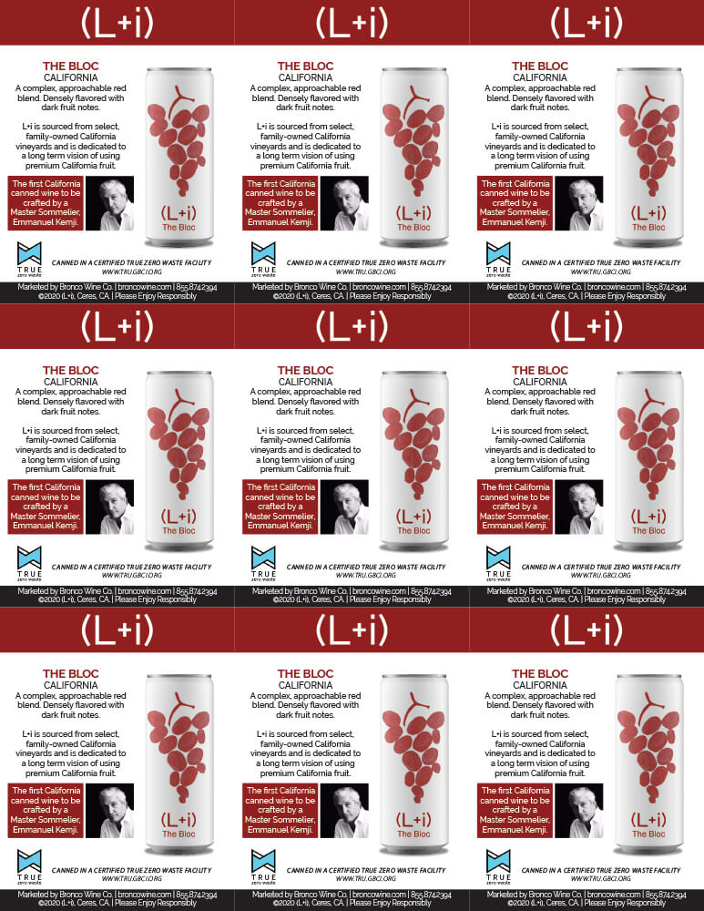 L+i Vineyards wine brand The Bloc shelf talker sample