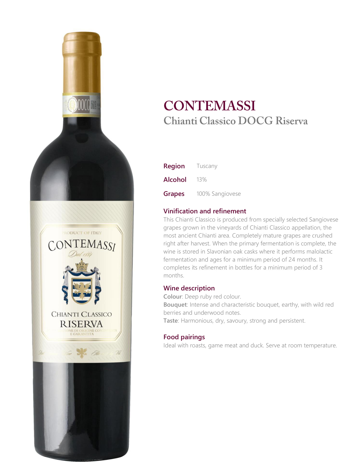 Contemassi Chianti Classico Riserva tech sheet sample