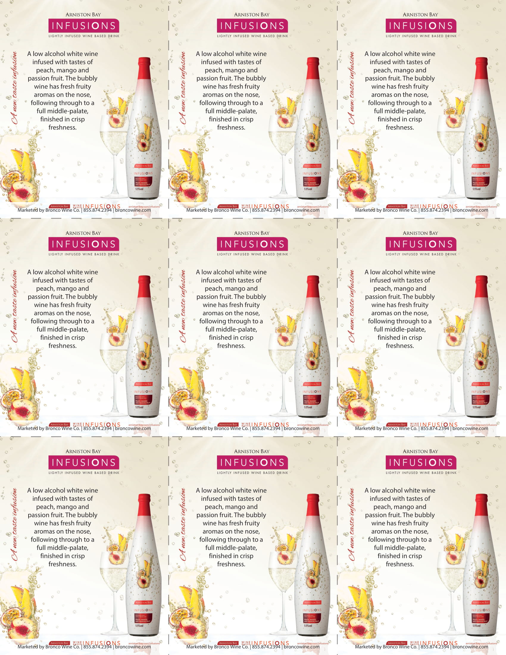Arniston Bay Infusions Peach Mango and Passion shelf talker sample