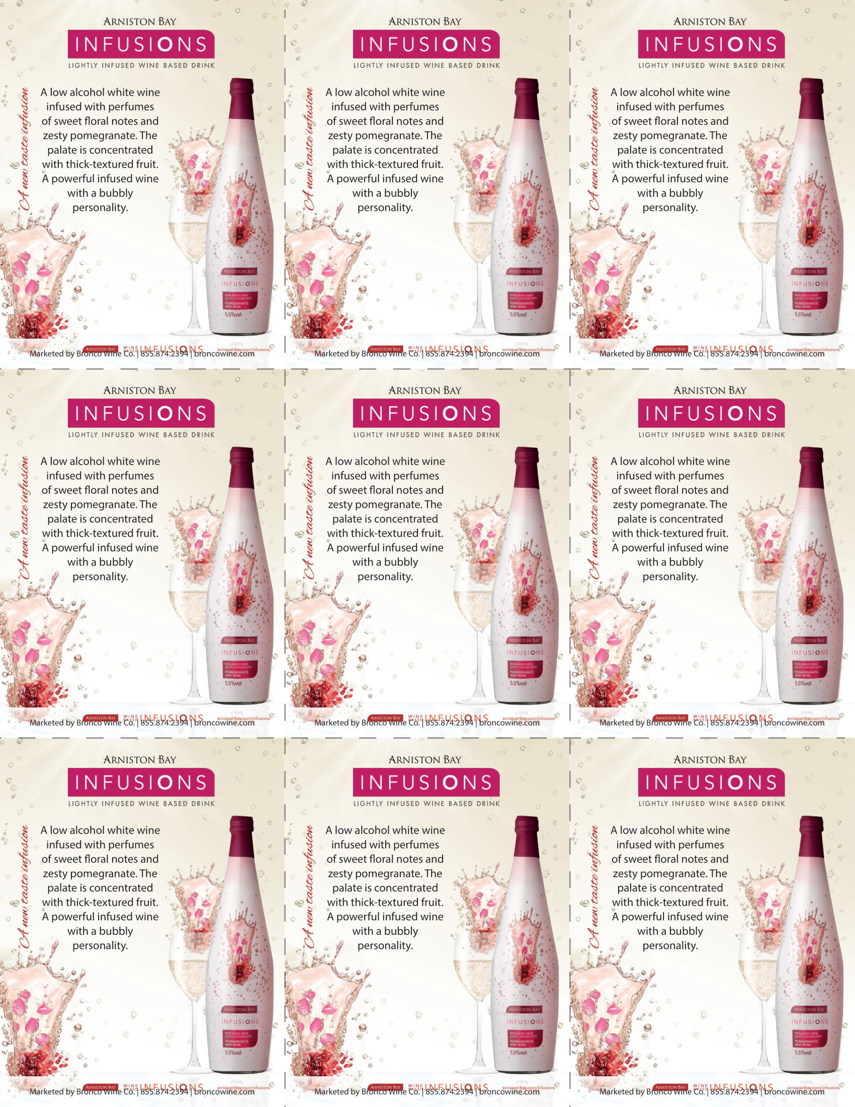 Arniston Bay Infusions Pomegranate and Rose shelf talker sample