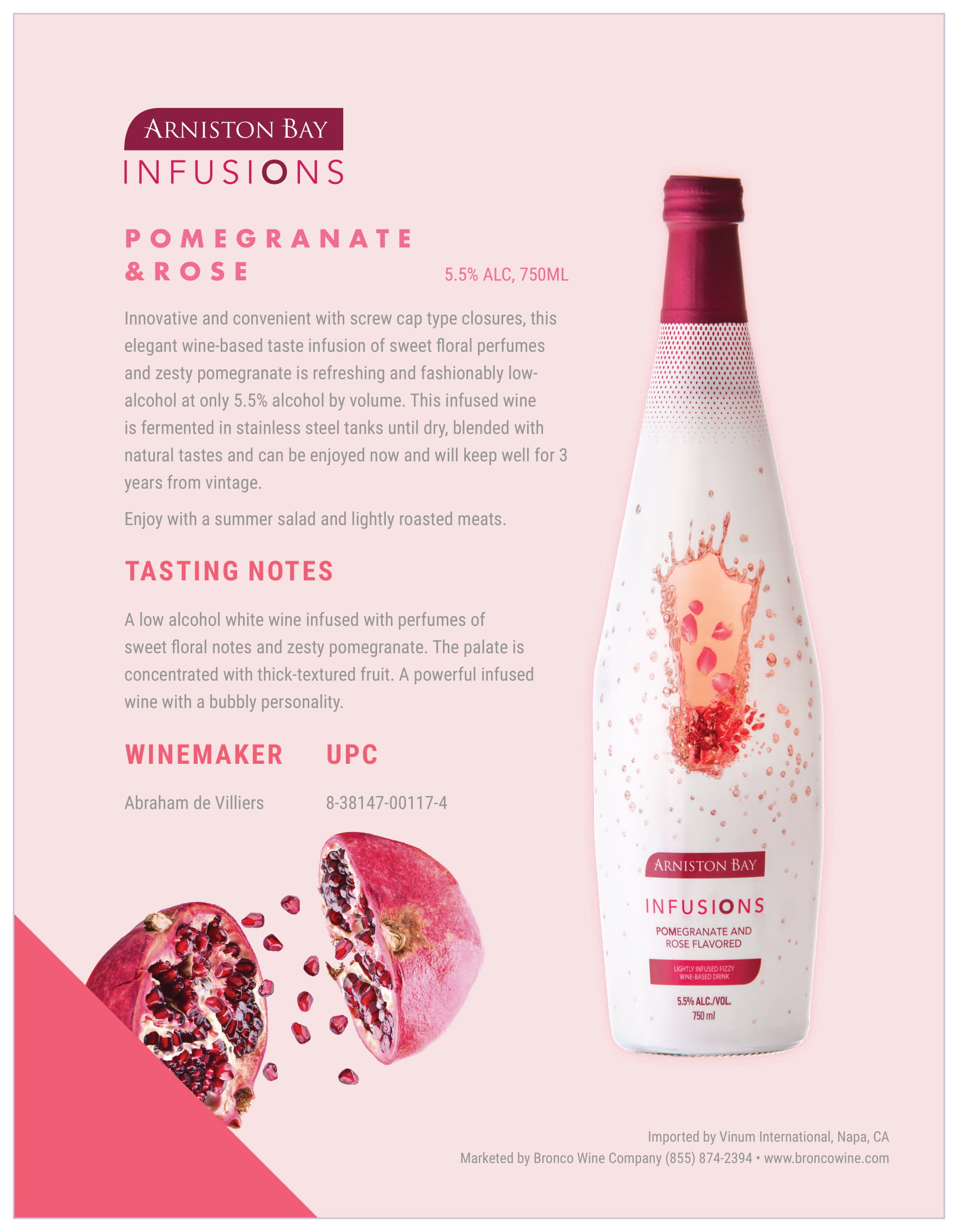 Arniston Bay Infusions Pomegranate and Rose tech sheet sample