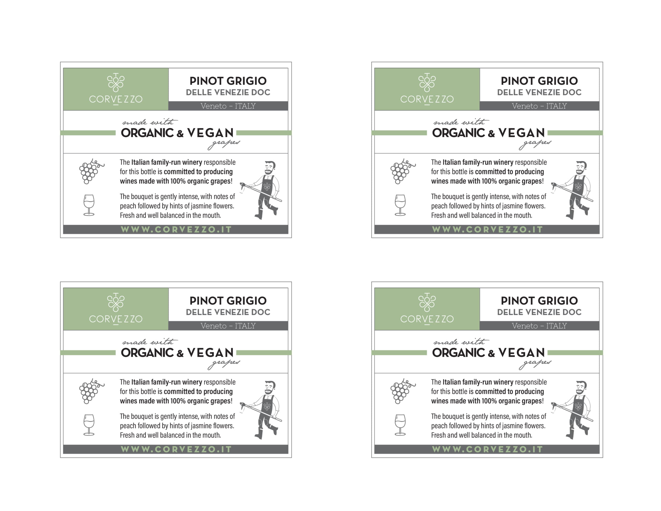 Corvezzo Pinot Grigio shelf talker sample