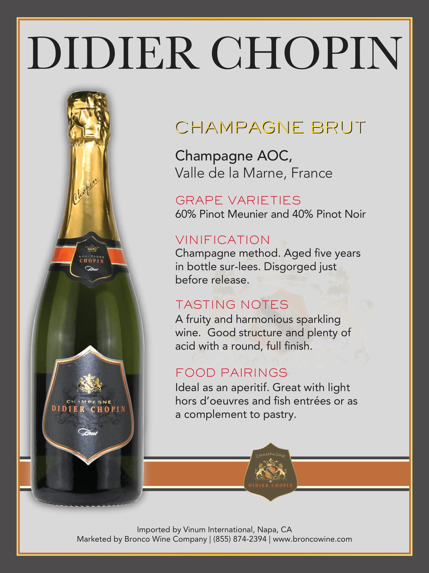 Didier Chopin brand tech sheet sample