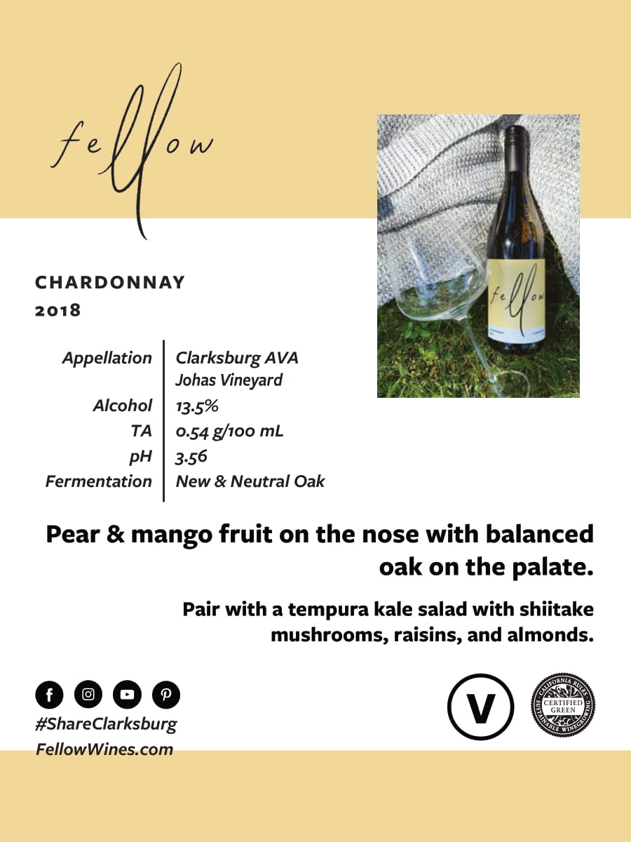 Fellow Wines wine brand Chardonnay tech sheet sample