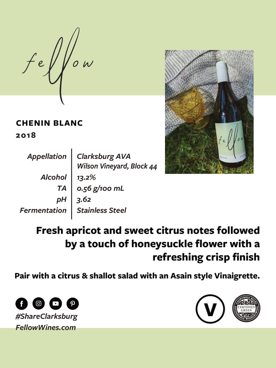 Fellow Wines wine brand Chenin Blanc tech sheet sample