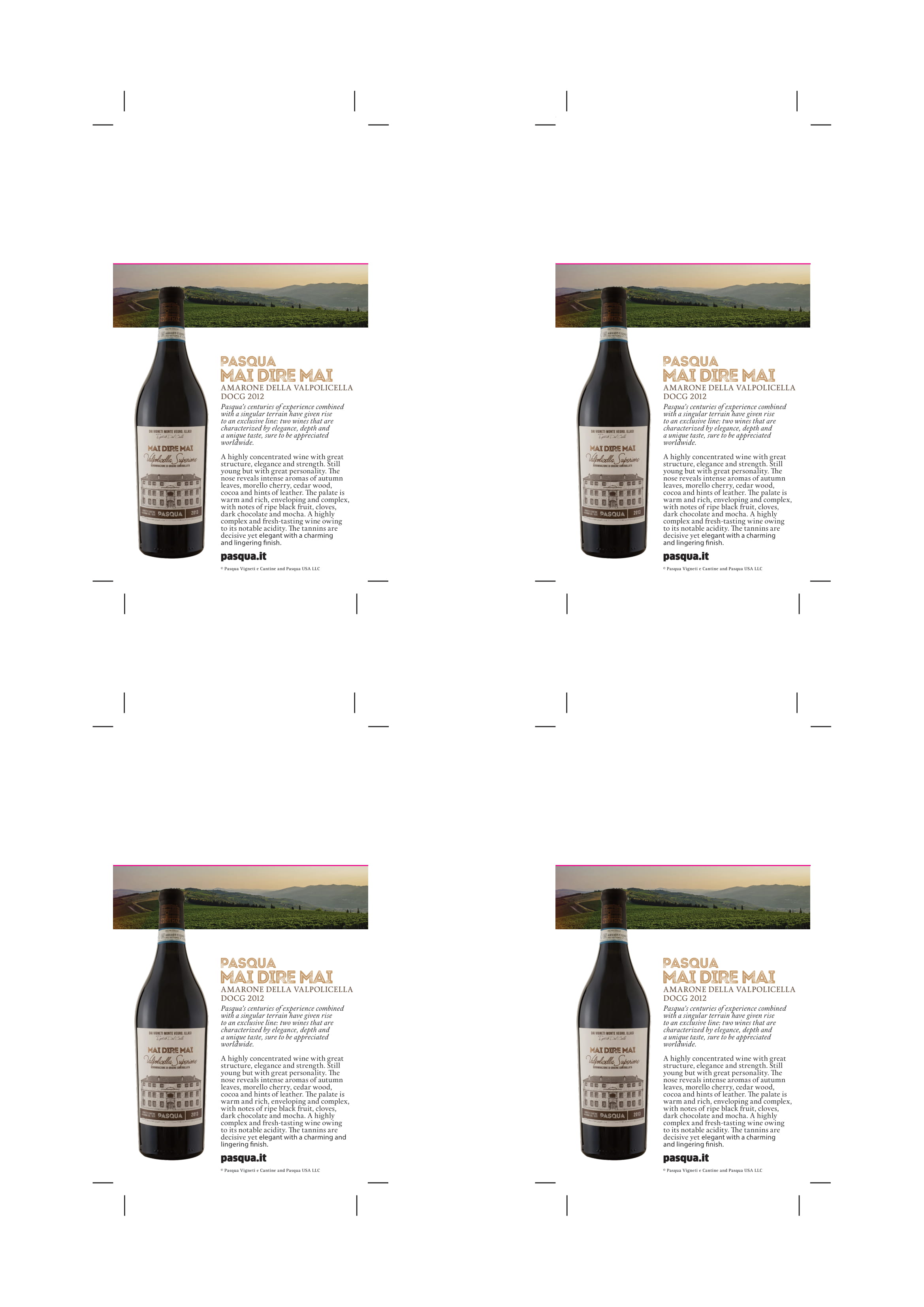 Mai Dire Mai Amarone della Valpolicella shelf talker sample