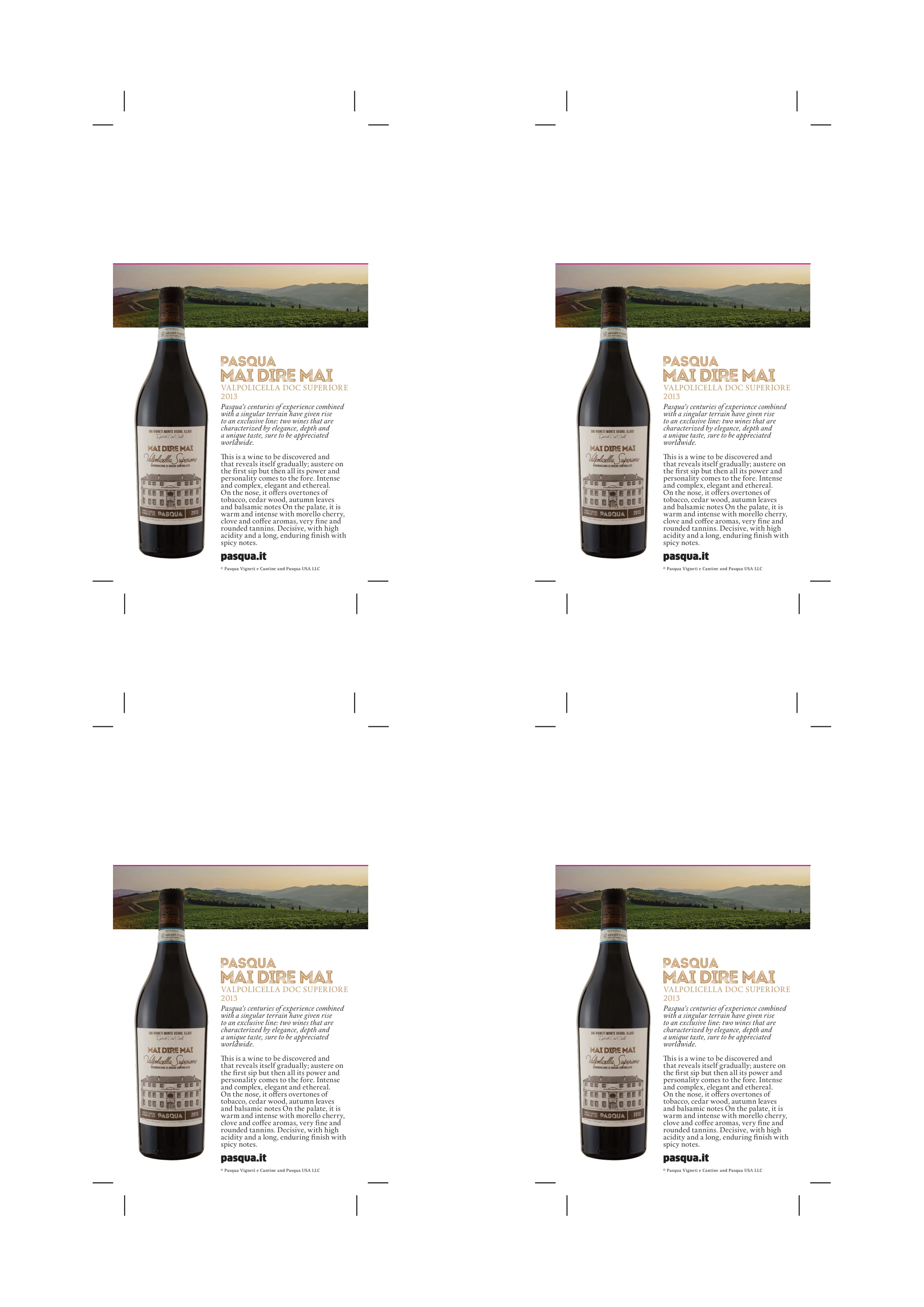 Mai Dire Mai wine brand Valpolicella Superior shelf talker sample