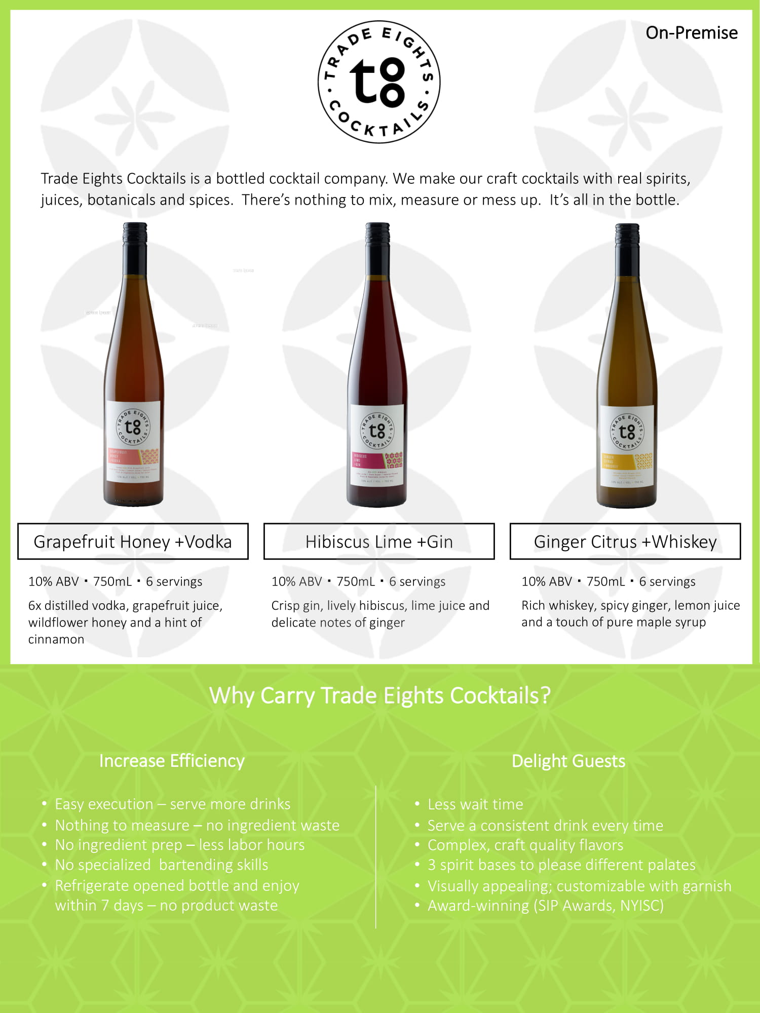 Trade Eights Cocktails On Premise tech sheet sample