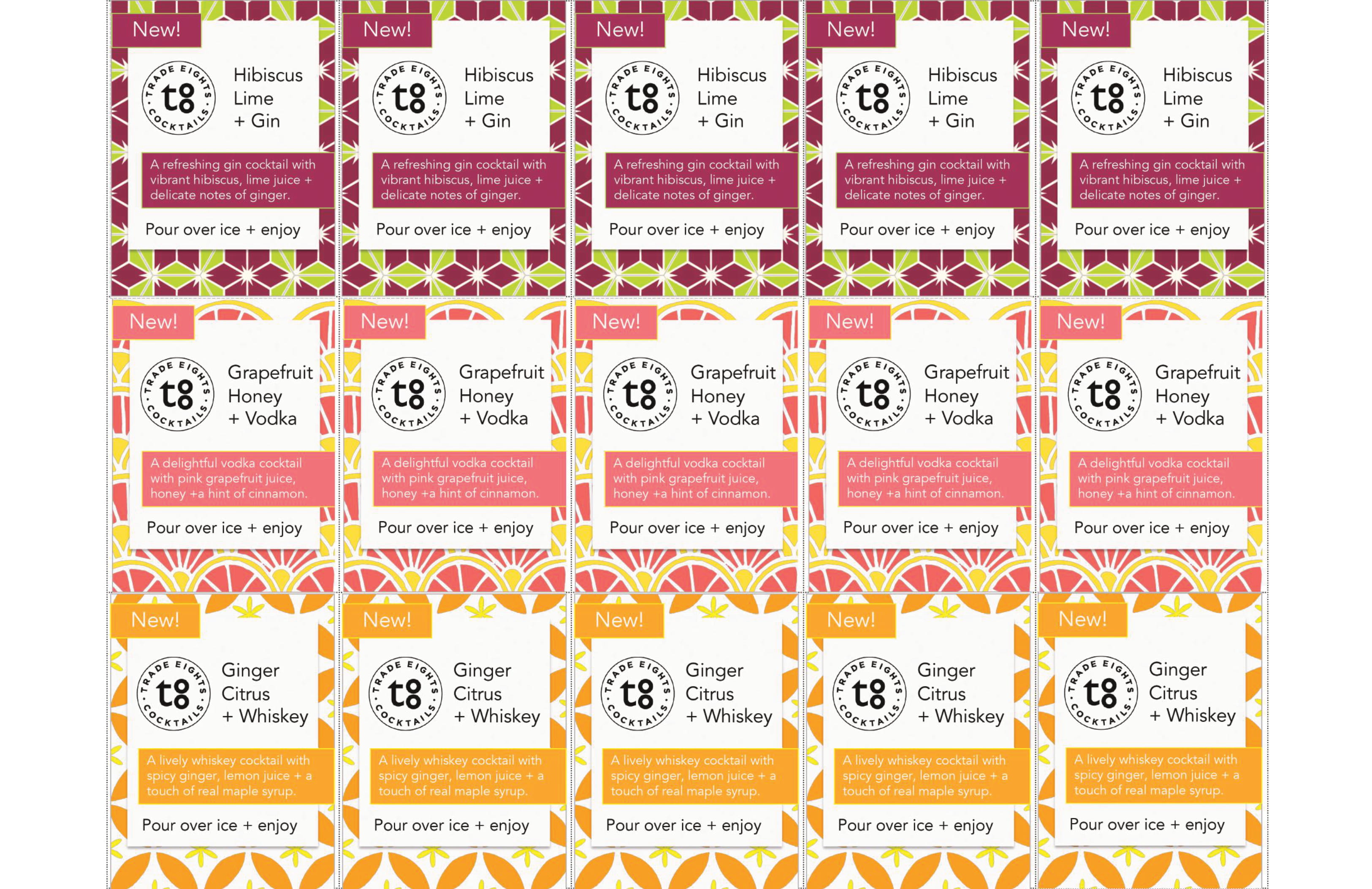 Trade Eights Cocktails spirit shelf talker sample