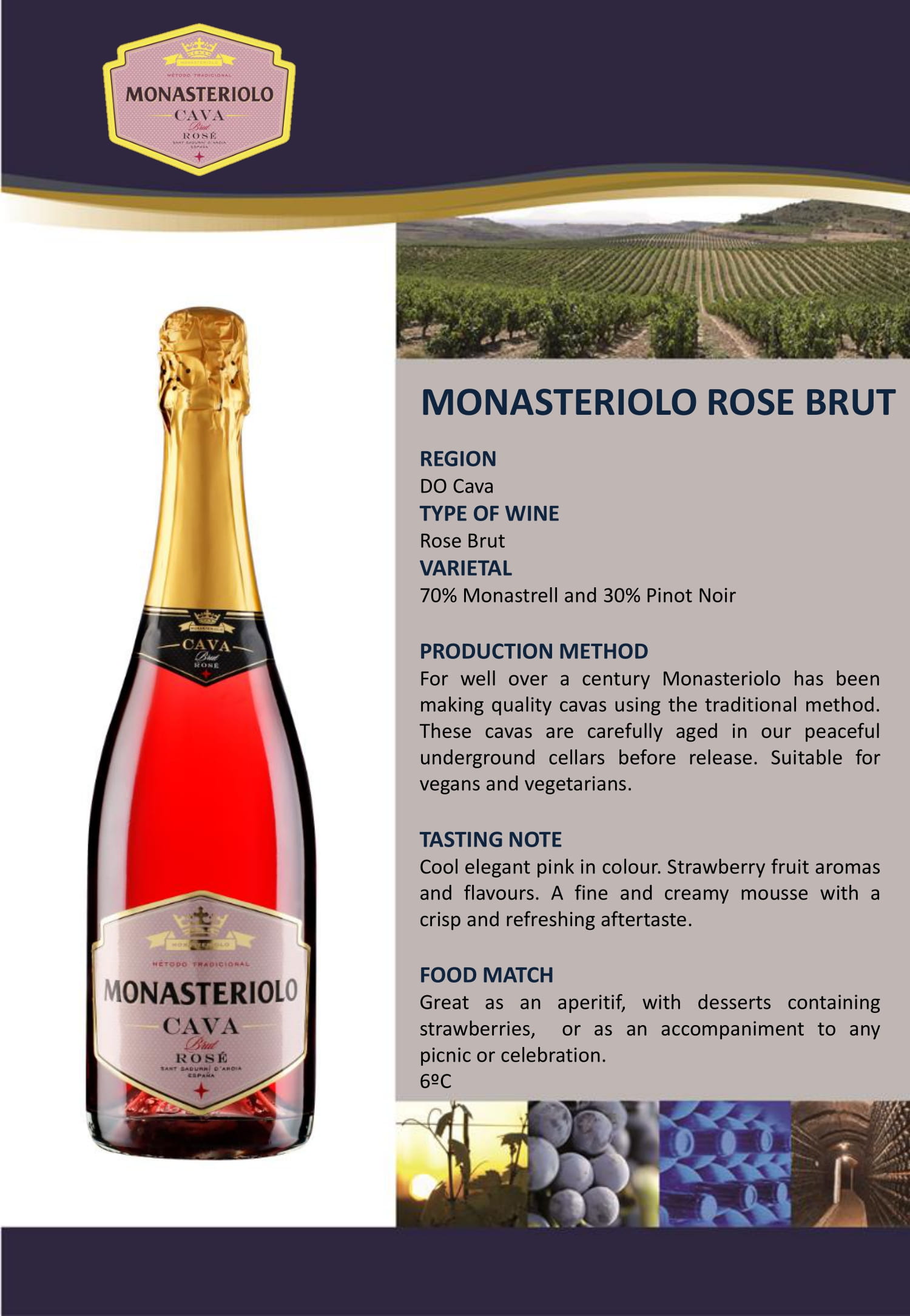 Monasteriolo Cava Brut Rosé tech sheet sample