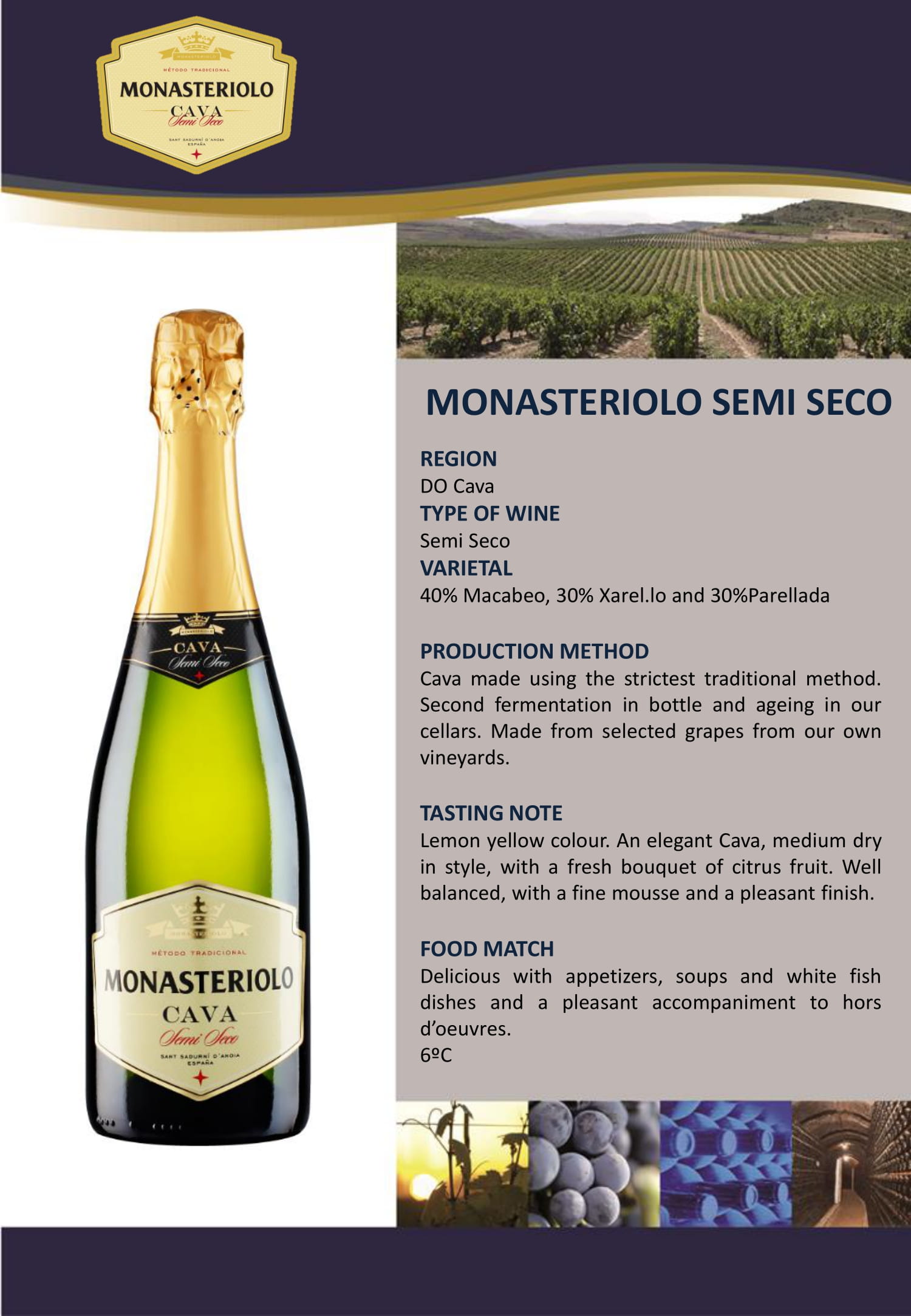 Monasteriolo Cava Semi Seco tech sheet sample