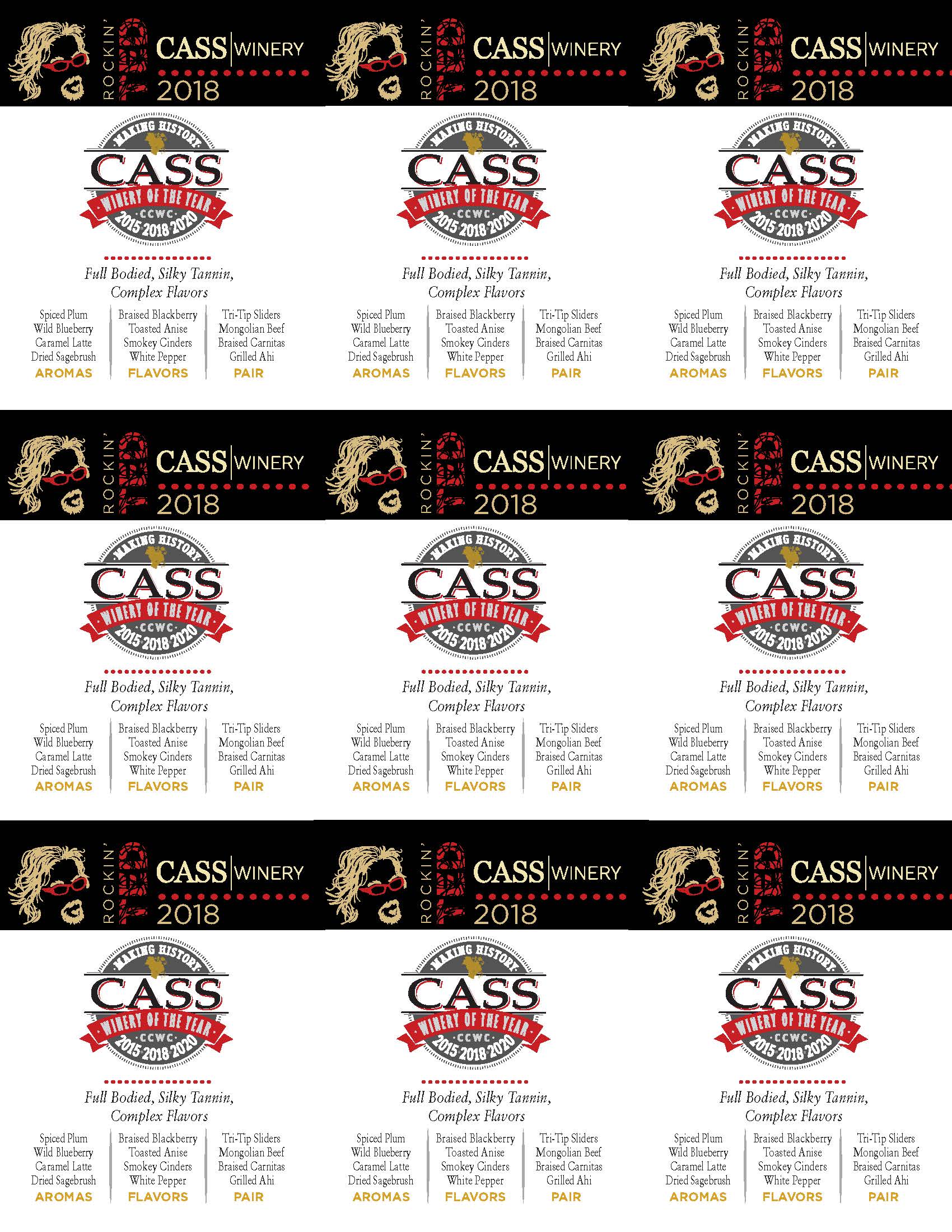 Cass Winery Rockin Ted shelf talker sample