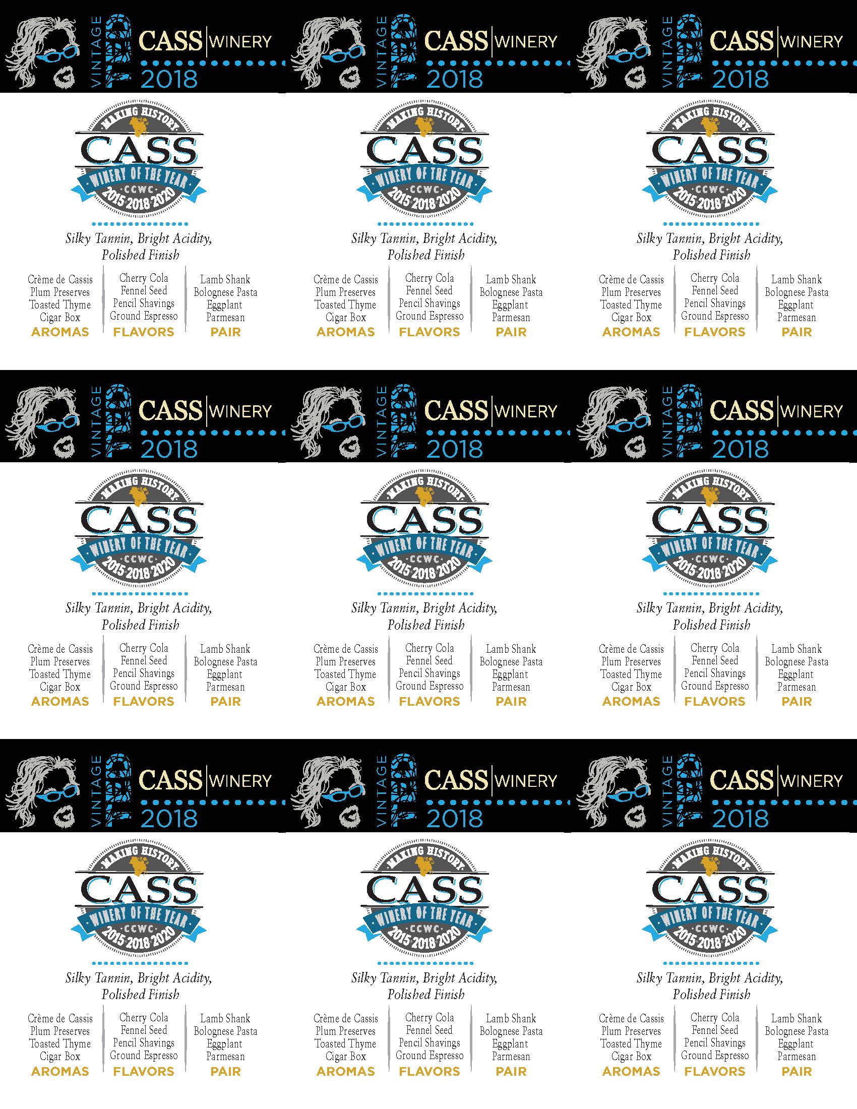 Cass Winery Vintage Ted shelf talker sample