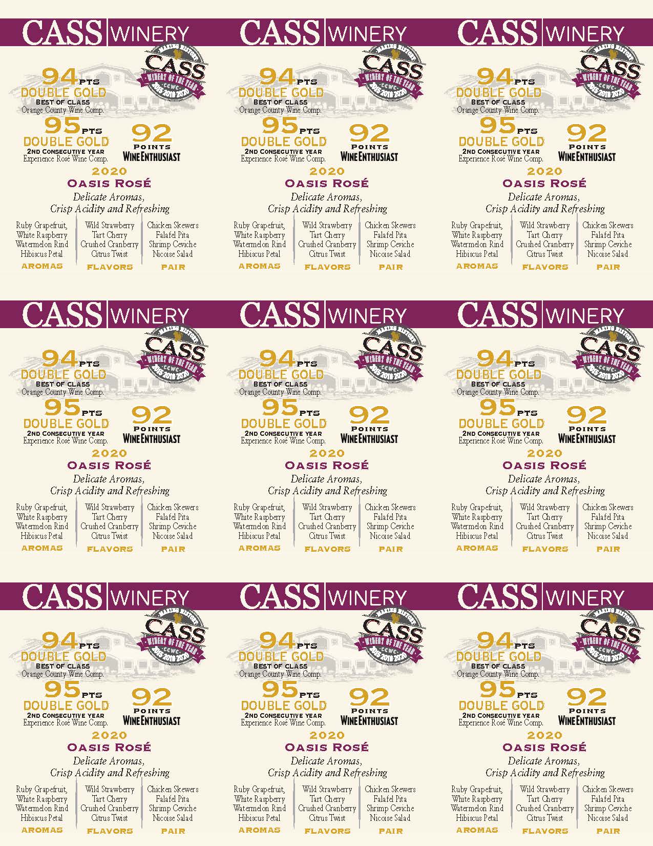 A preview of Cass Winery Rosé shelf talker