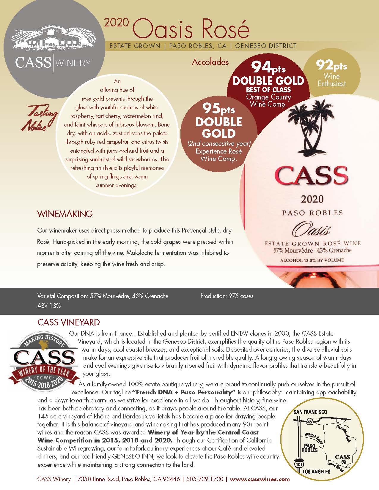 Cass Winery Rosé tech sheet sample
