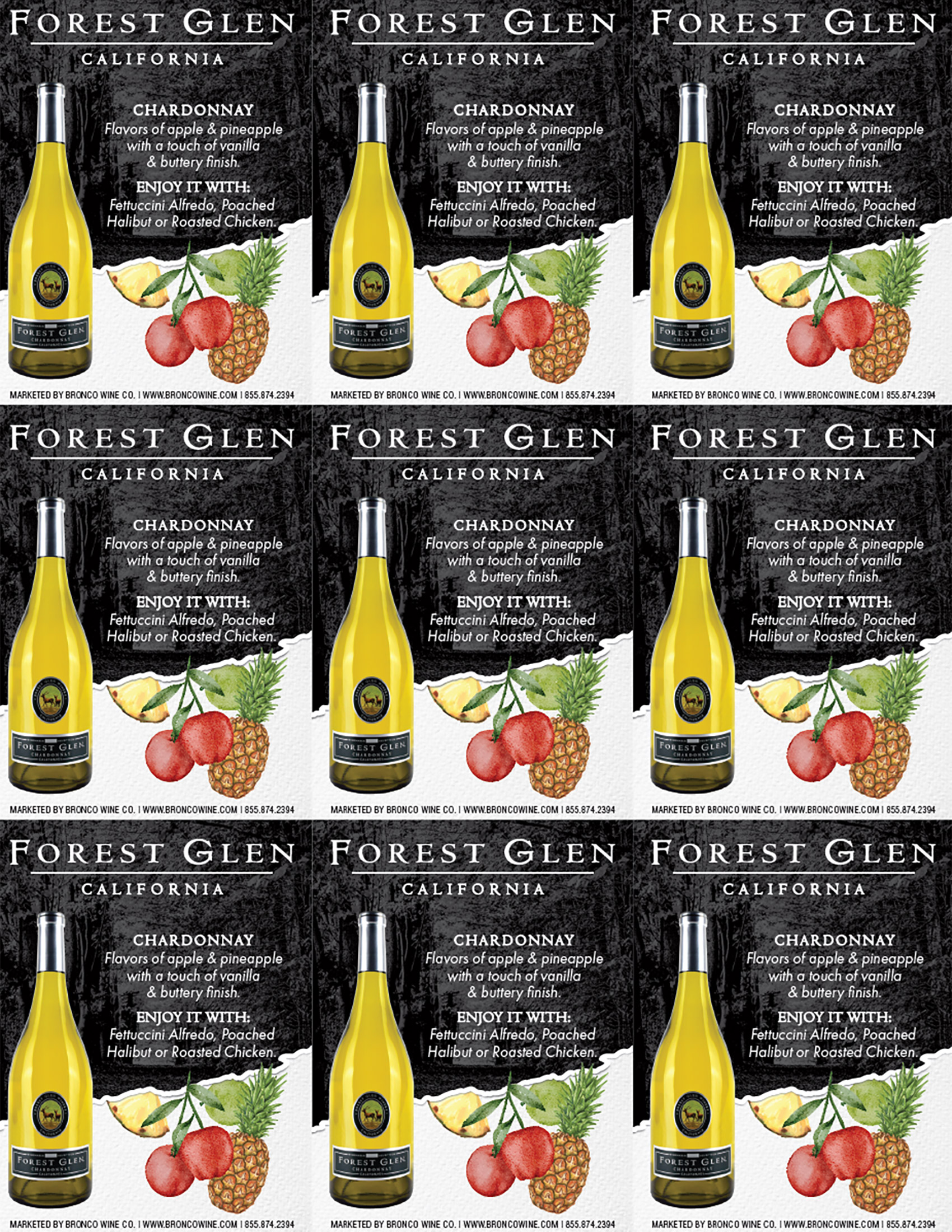 Forest Glen Chardonnay shelf talker sample