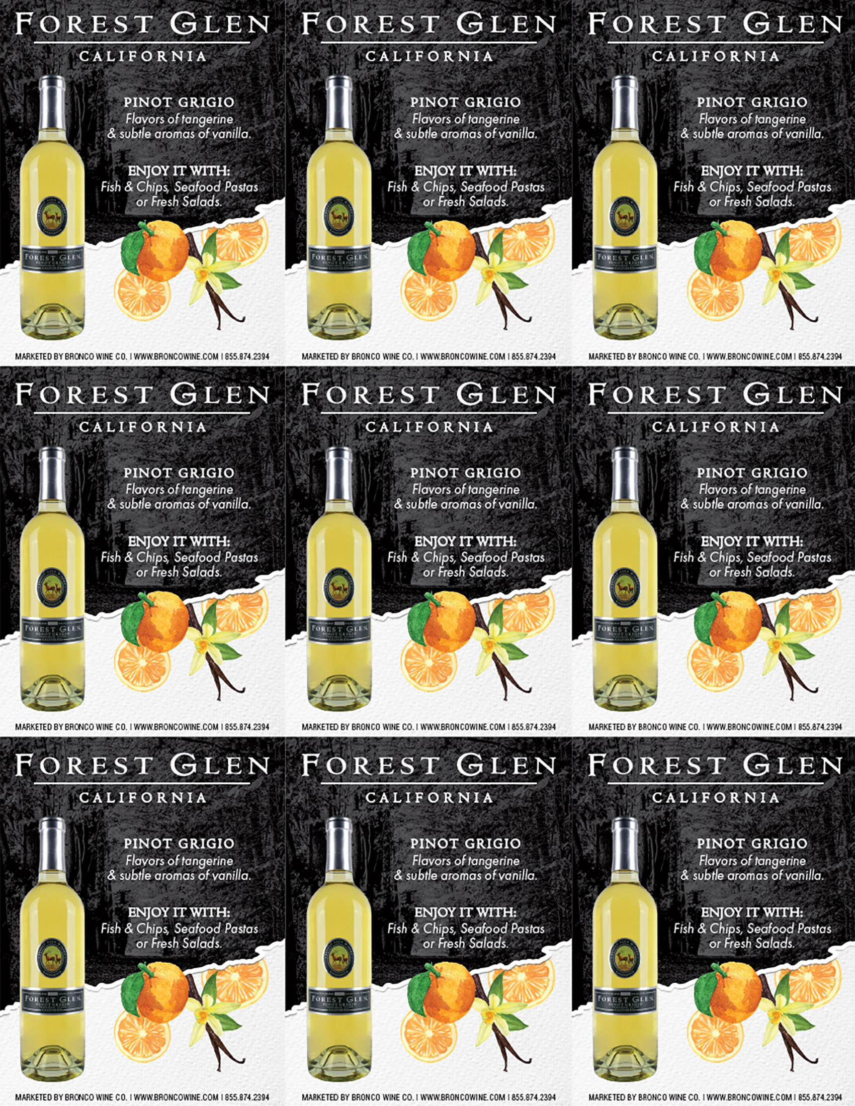 Forest Glen Pinot Grigio shelf talker sample