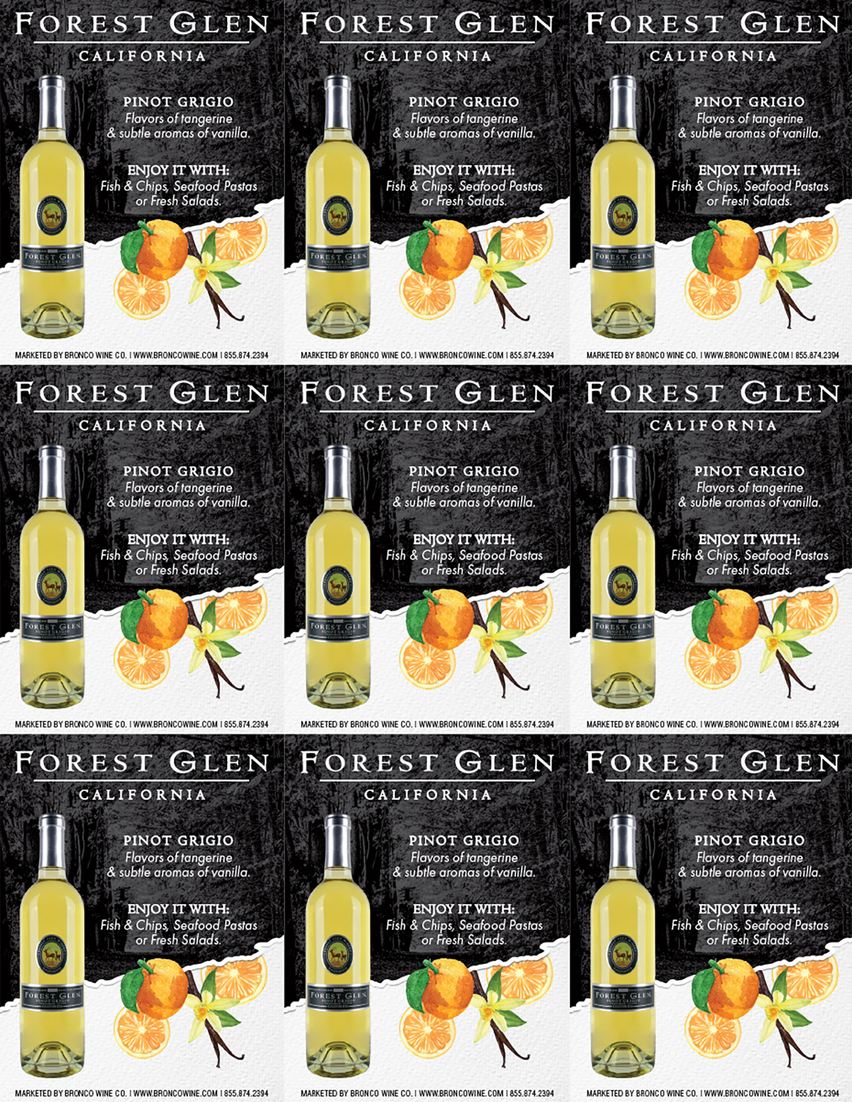 Forest Glen Pinot Grigio shelf talker sample