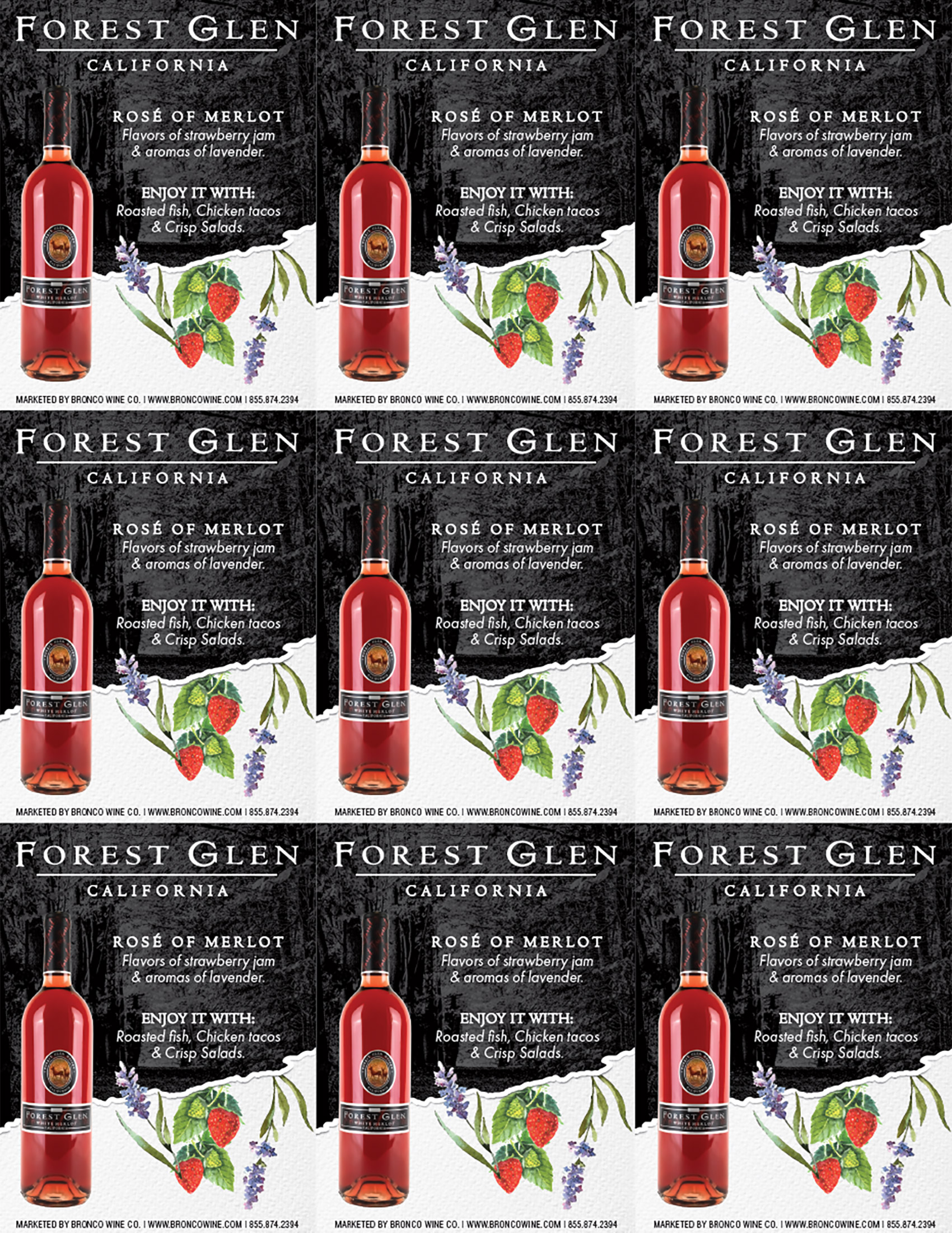 Forest Glen Rosé of Merlot shelf talker sample