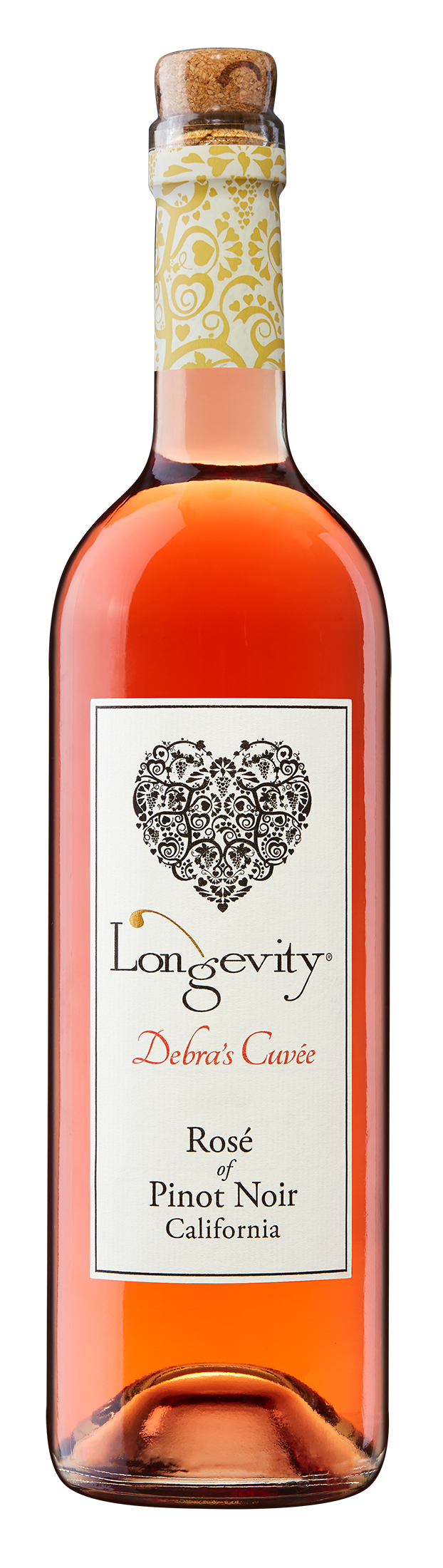 Longevity wine brand Debra's Cuvée Rosé of Pinot Noir 750ml bottle front view
