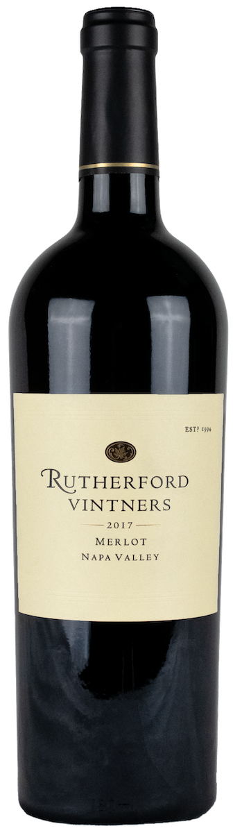 Rutherford Vintners Merlot 750ml wine bottle, label and capsule front view