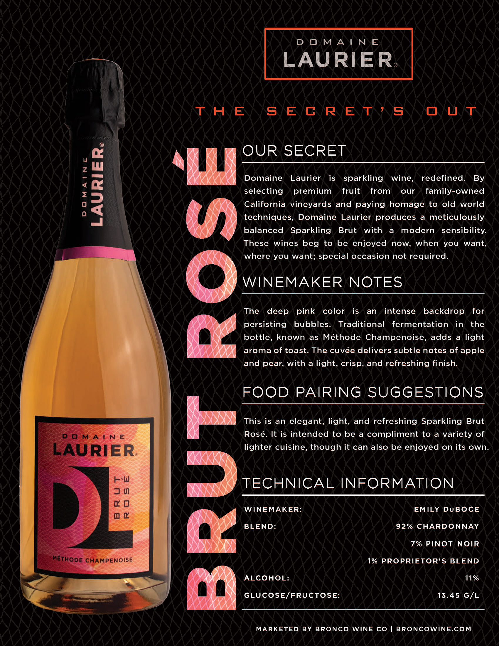 Domaine Laurier Brut Sparkling Rosé tech sheet sample