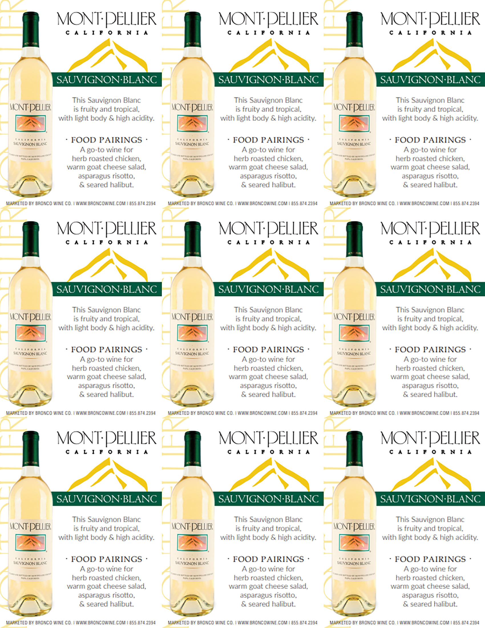 Montpellier Sauvignon Blanc wine shelf talker sample