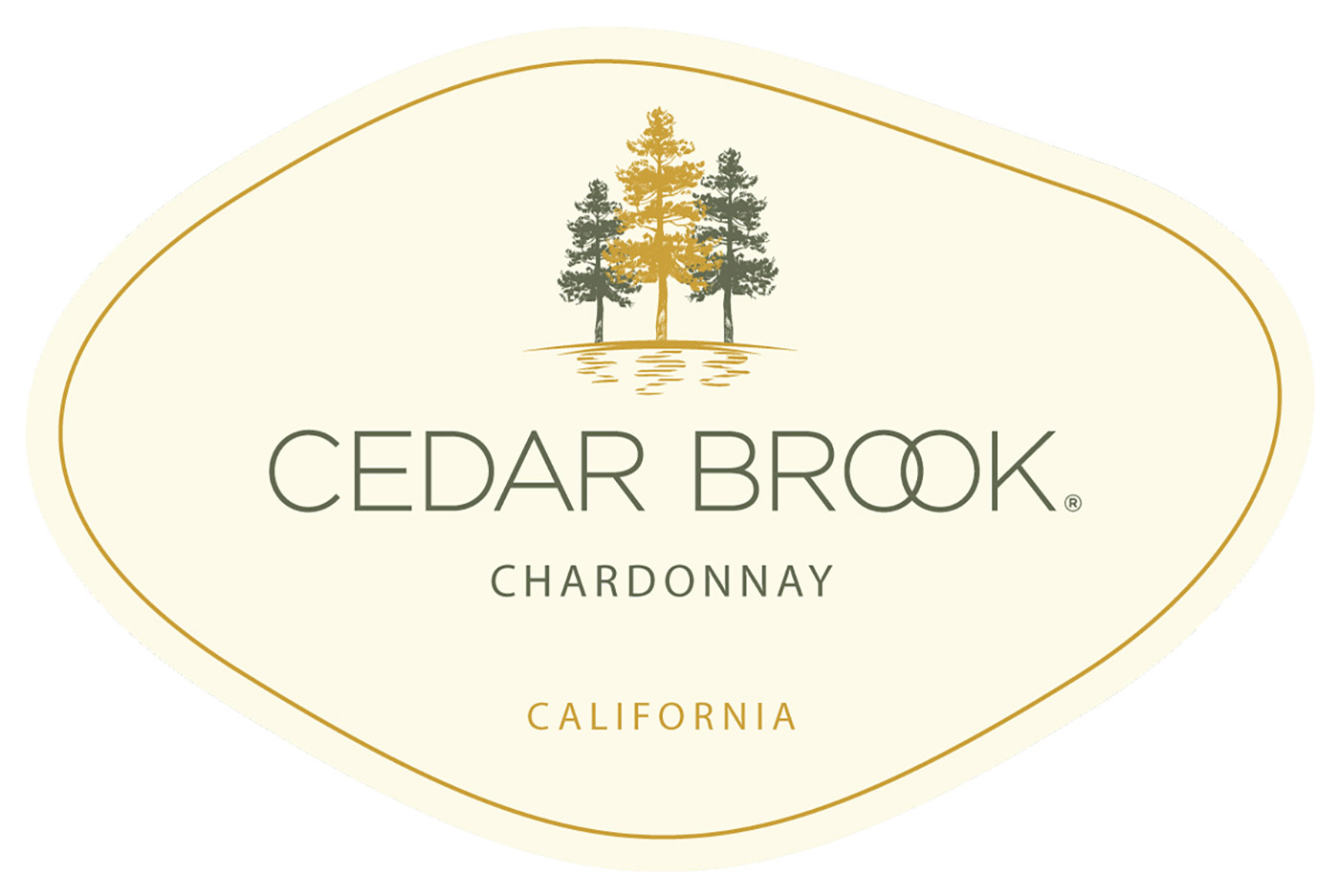 Cedar Brook brand Chardonnay front wine label sample